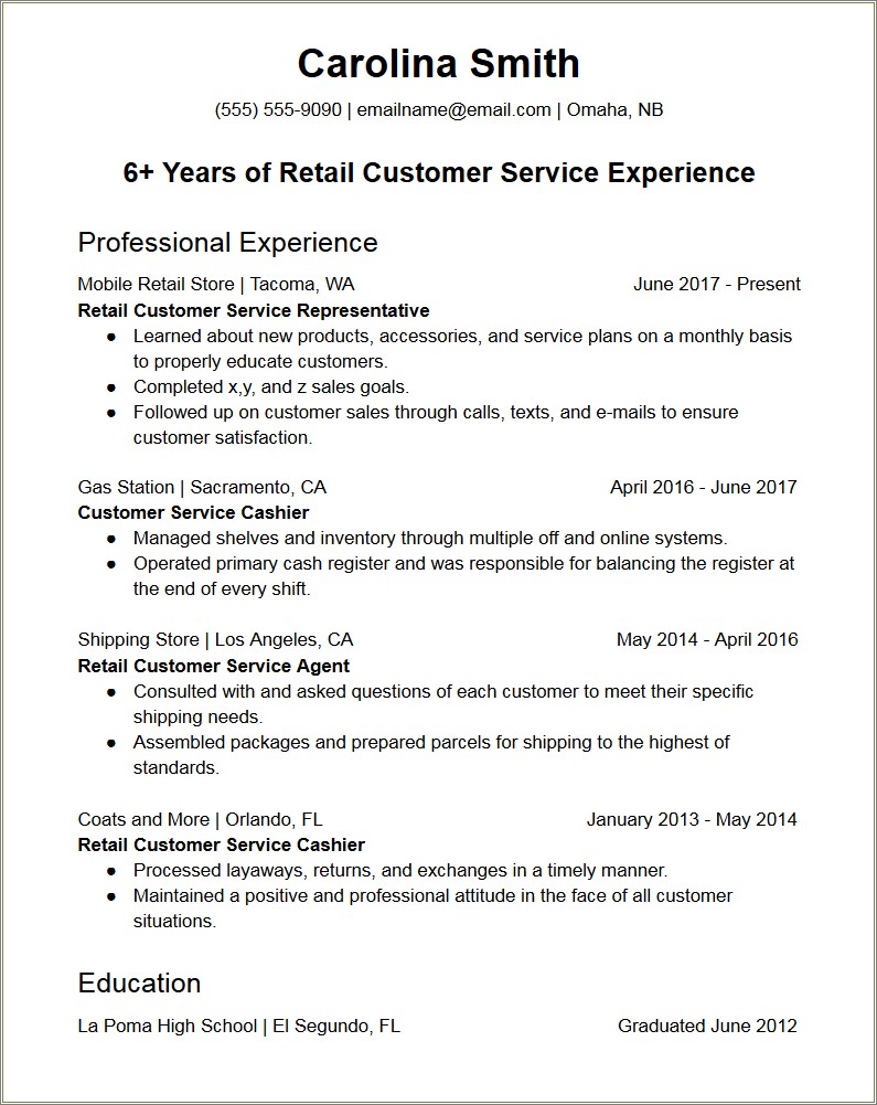 Resume Skills For Customer Service Position
