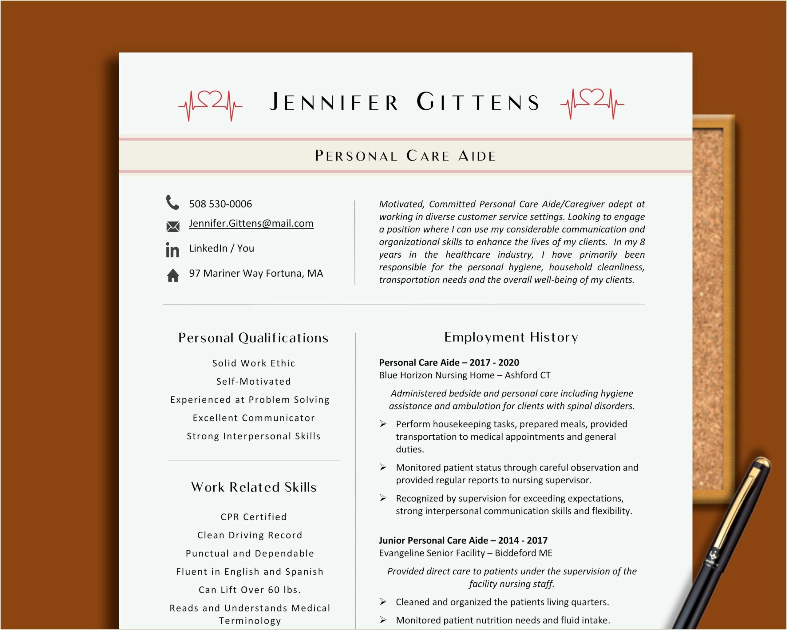 Resume Skills For Direct Care Worker