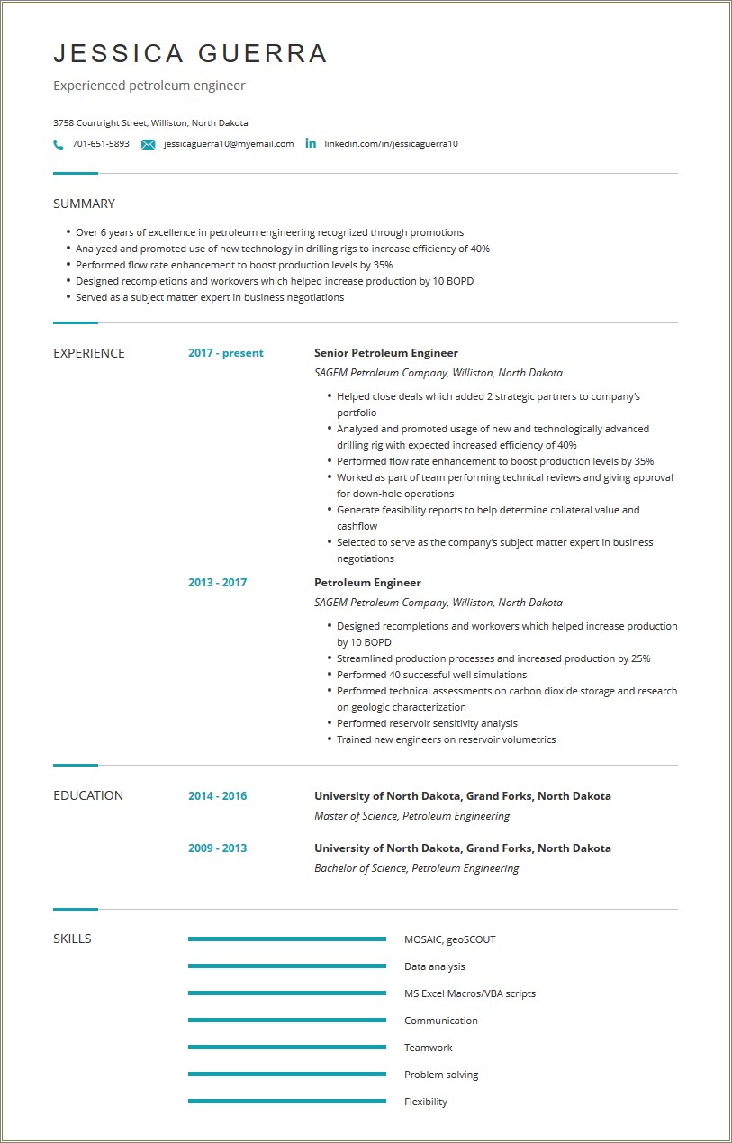 Resume Skills For Oil And Gas Industry