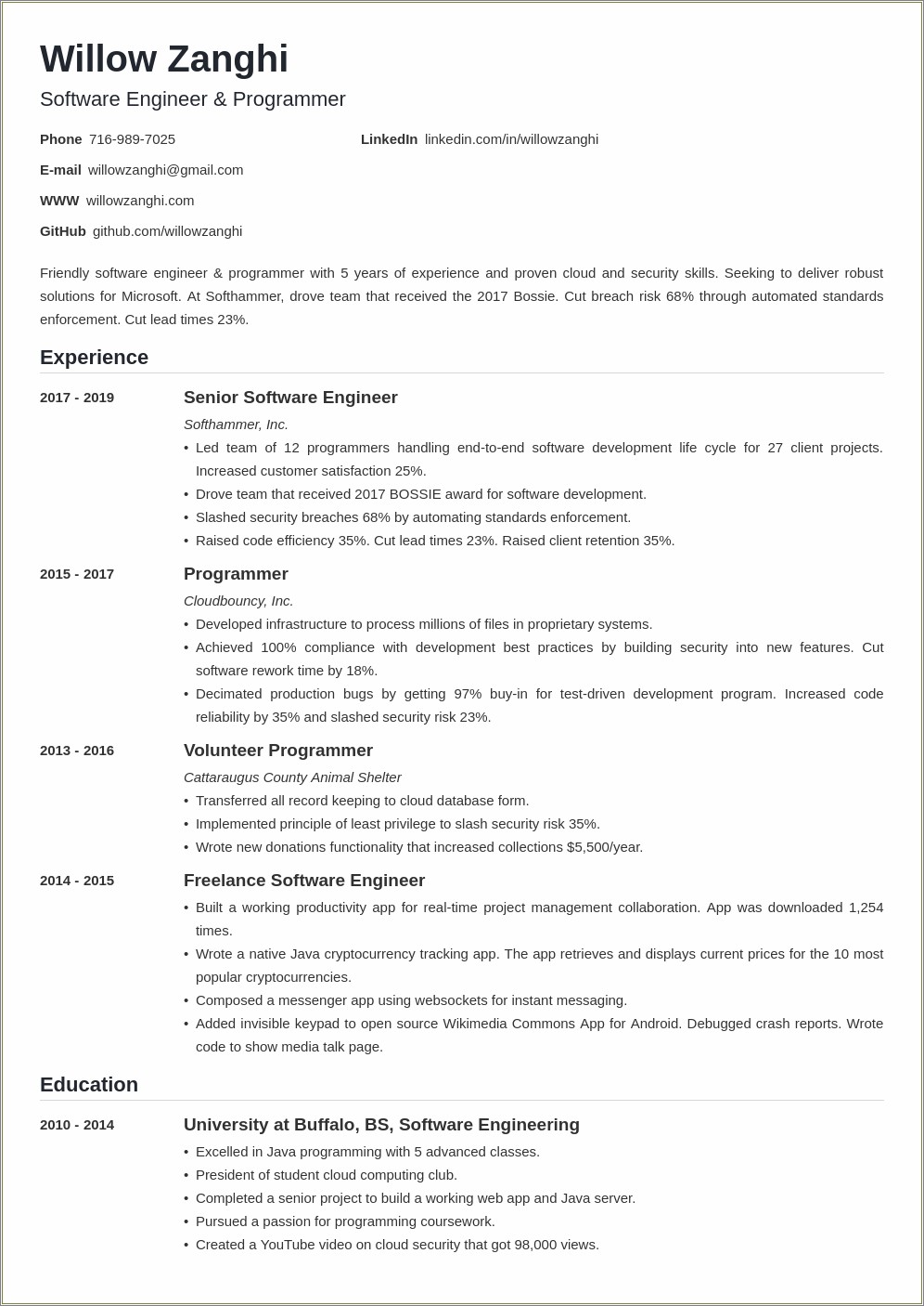 Resume Skills For Senior Developer