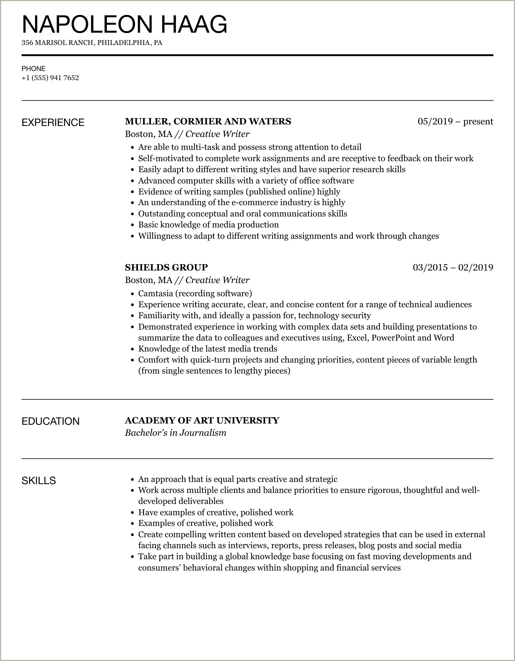 Resume Skills Other Way To Say Creative