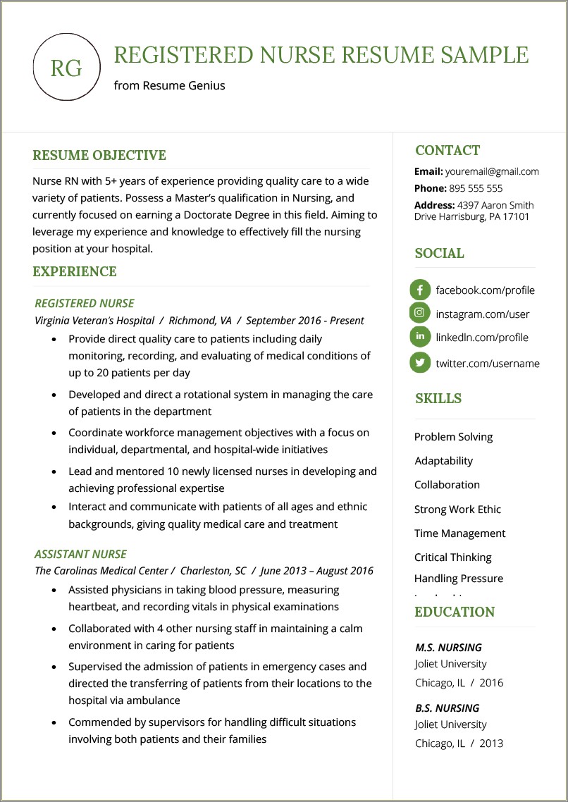 Resume Summary Example For A Comestic Nurse