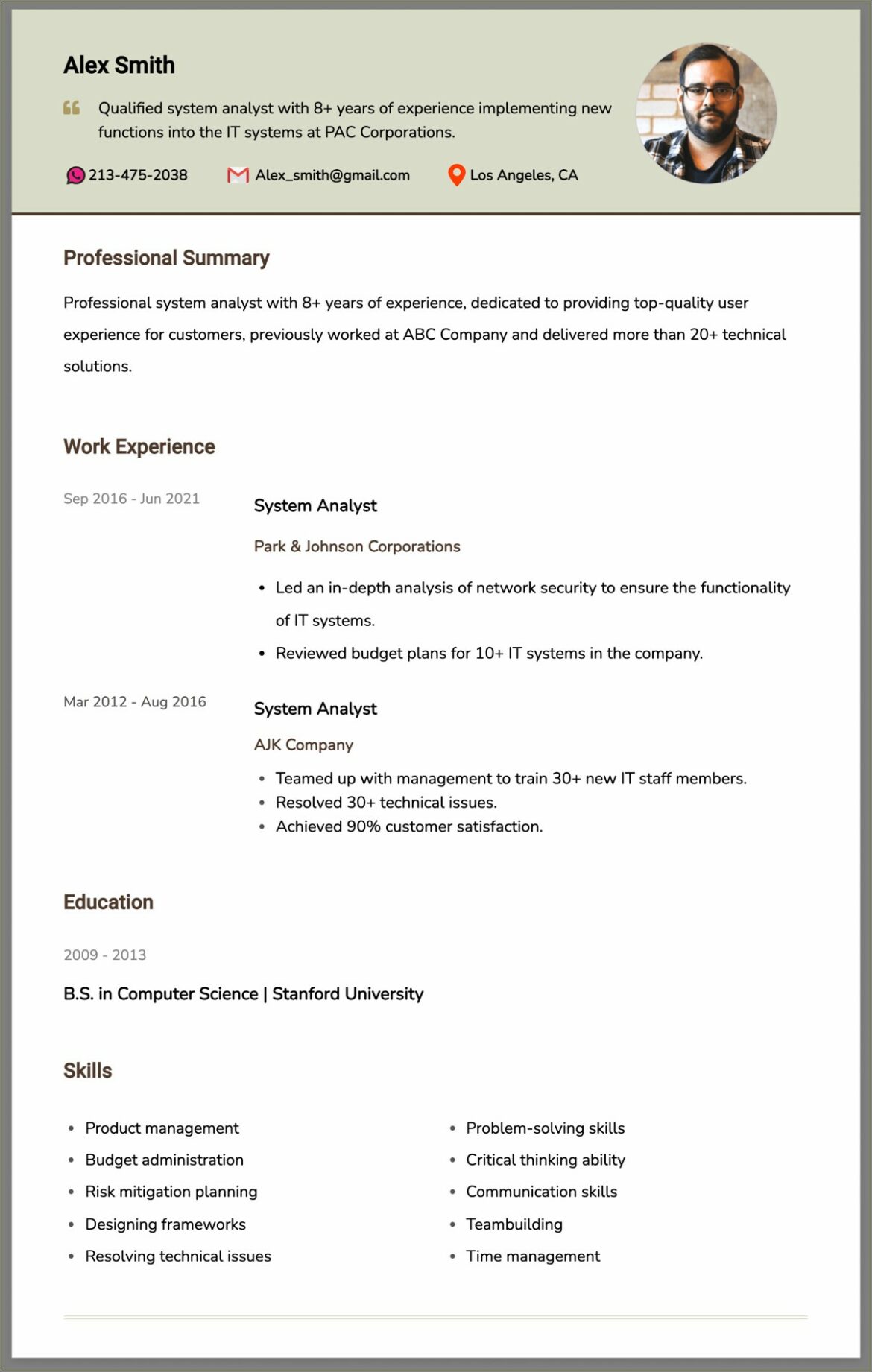 Resume Summary Examples For Business Analyst