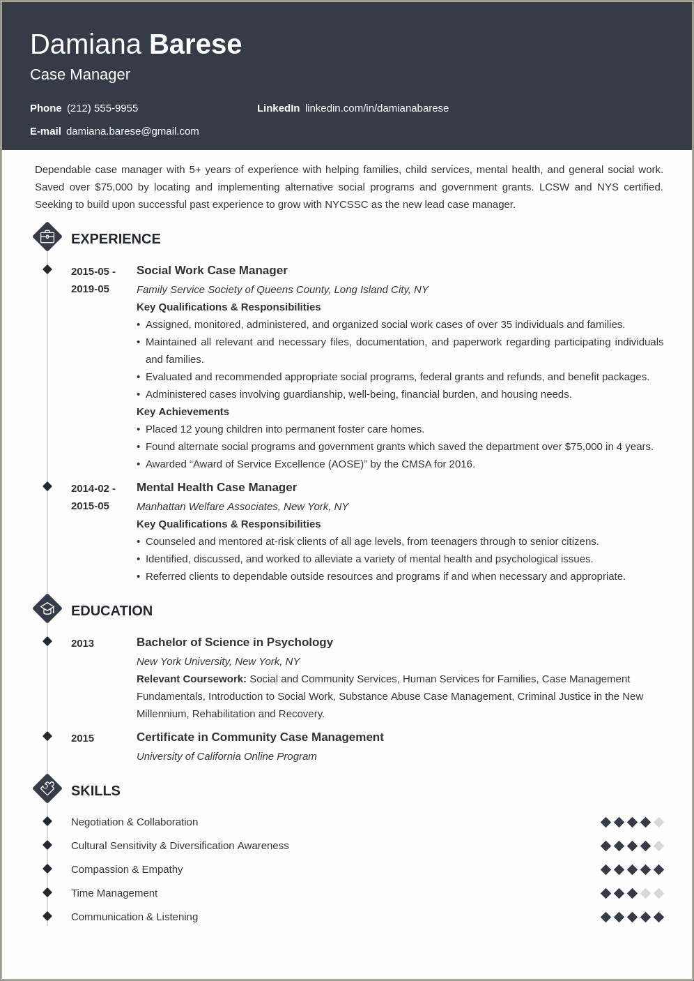 Resume Summary Examples For Case Manager
