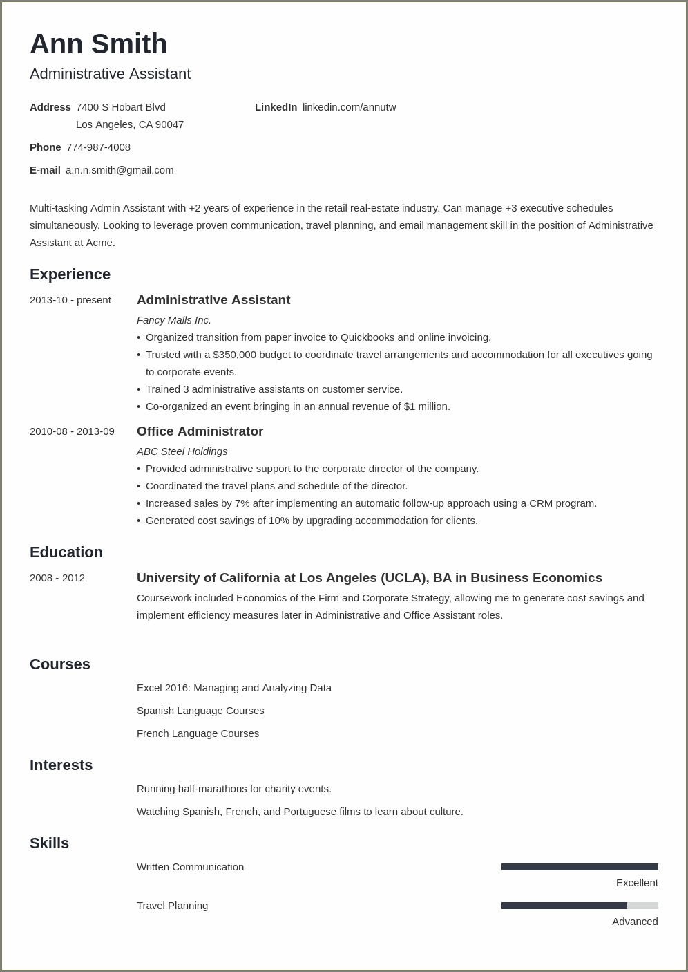 Resume Summary Examples For Change Management Administrator