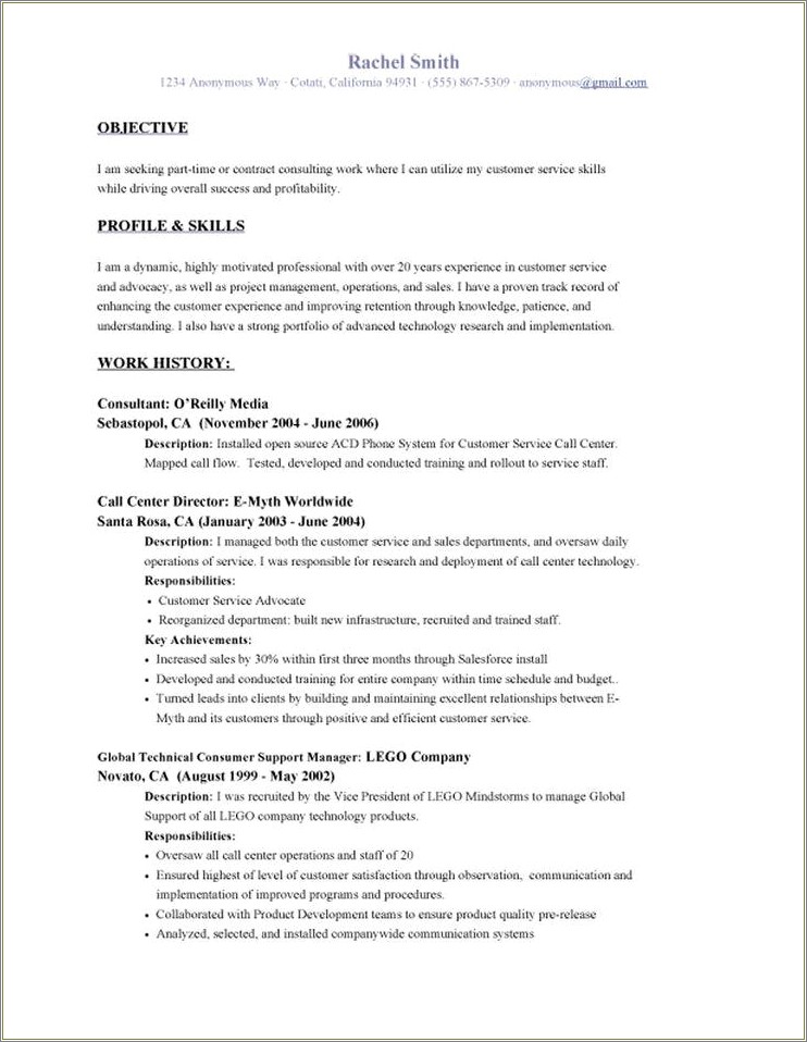 Resume Summary Examples For Customer Serviuce