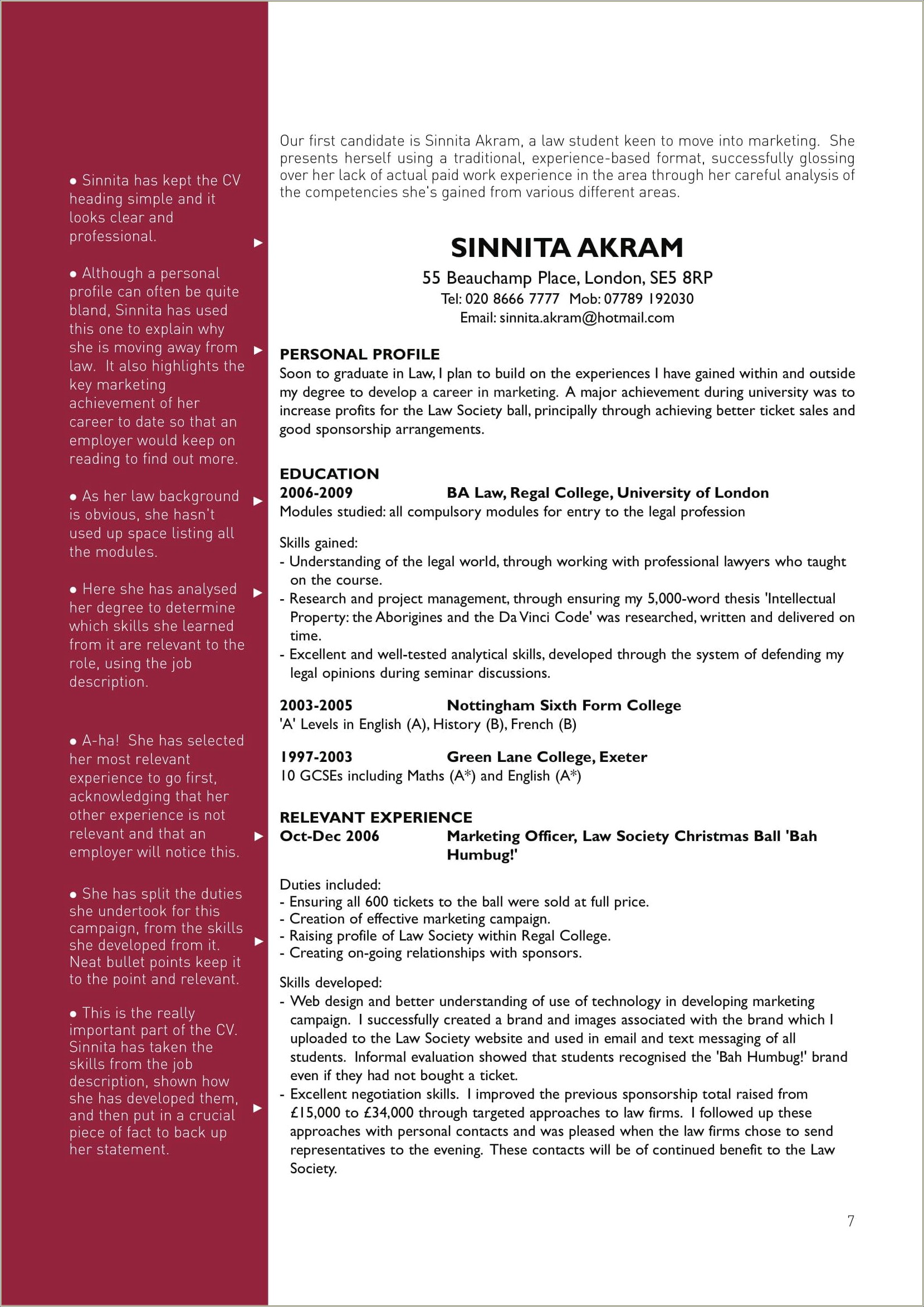 Resume Summary Examples For Graduate Students