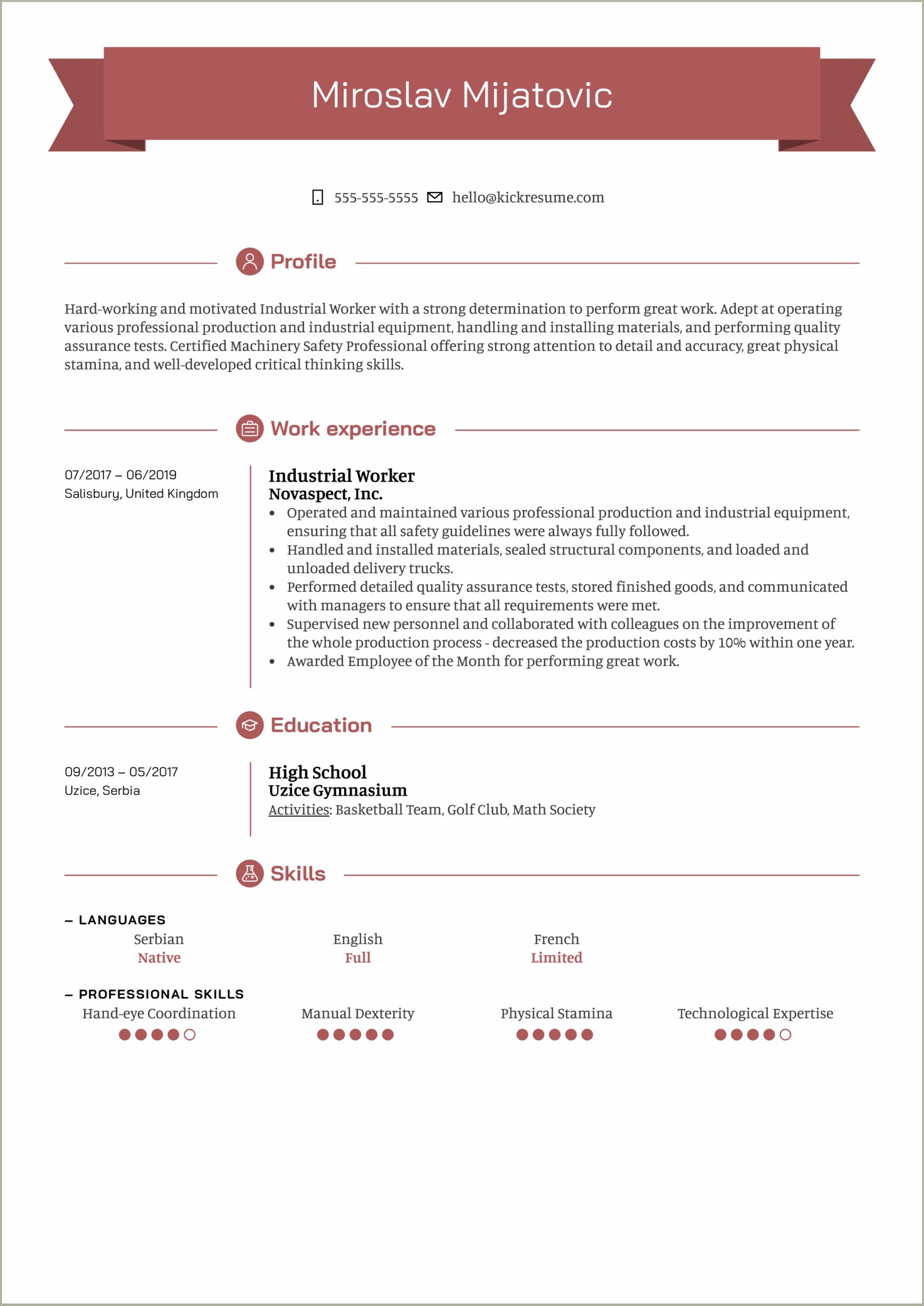 Resume Summary Examples For Industrial Resume