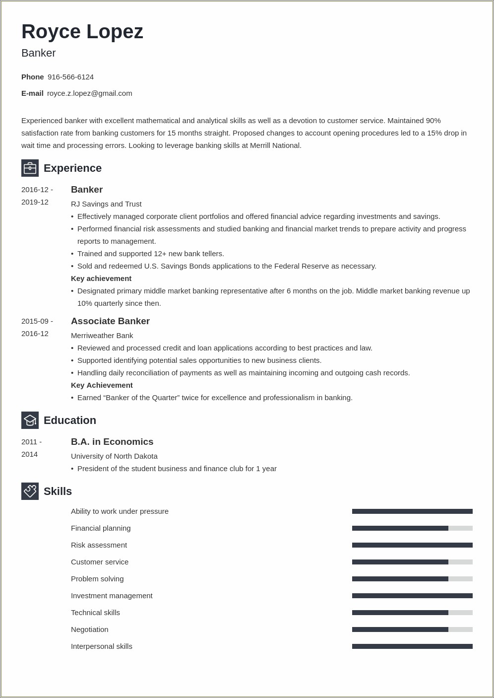 Resume Summary Examples For Lending Management