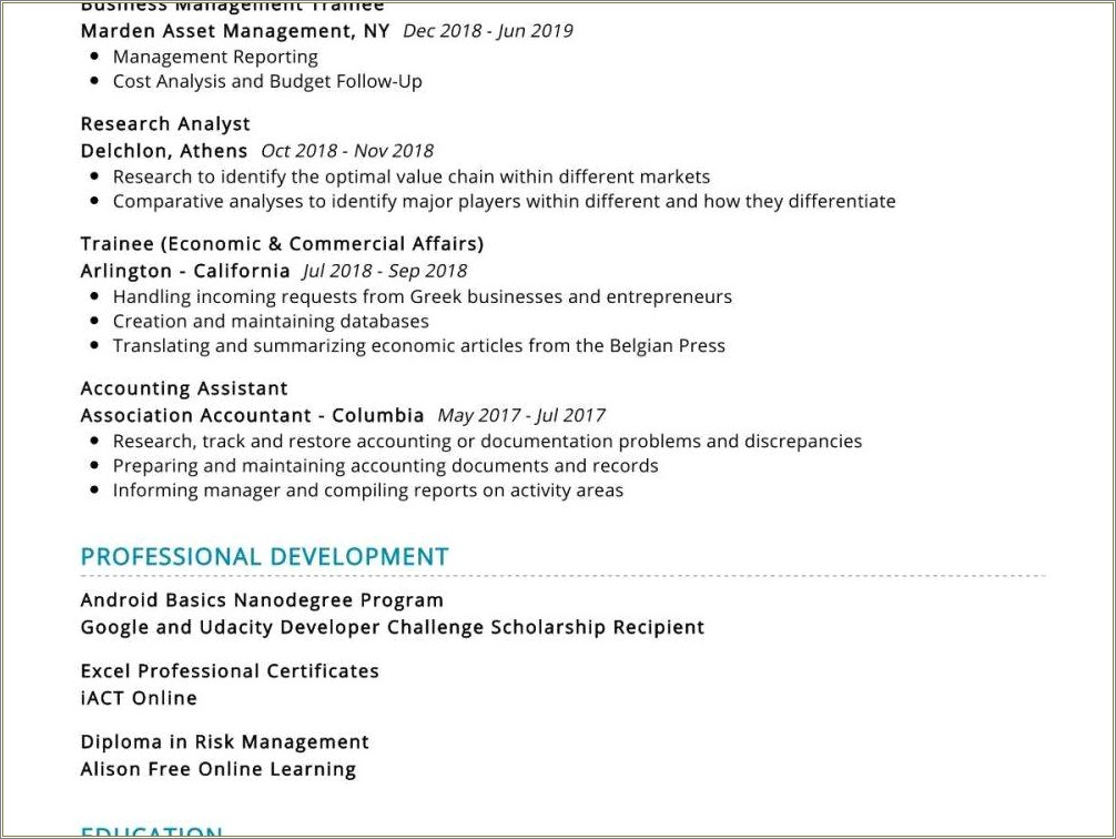 Resume Summary Examples For Mis Student