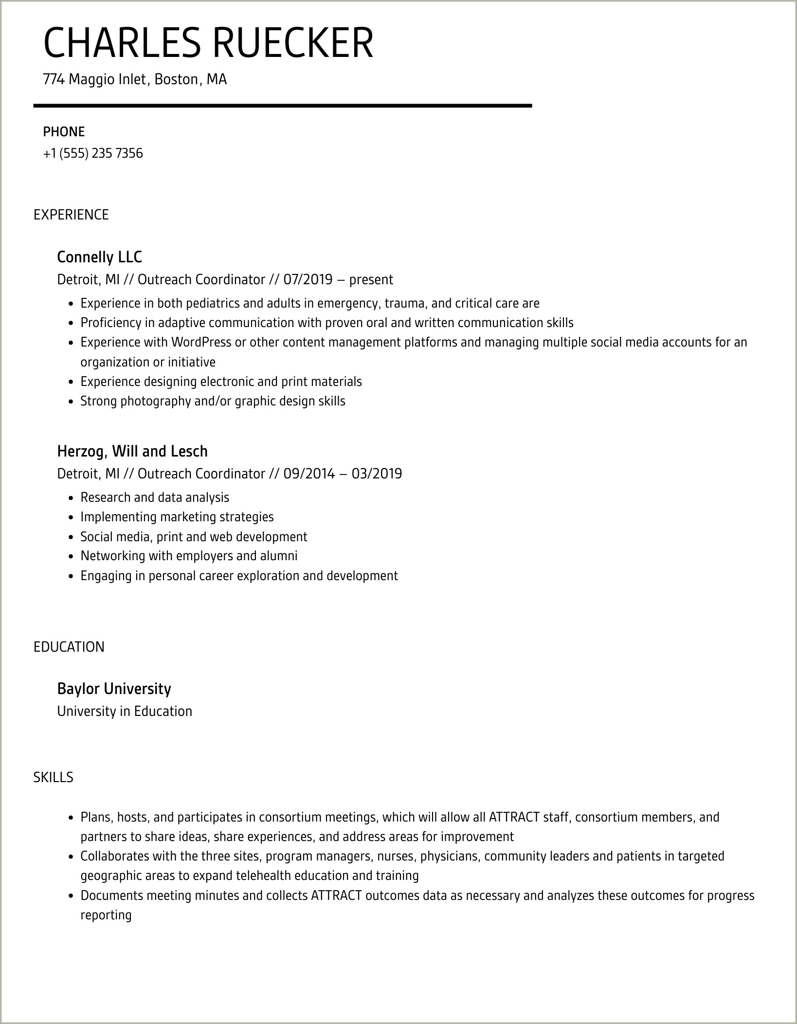 Resume Summary Examples For Outreach Director