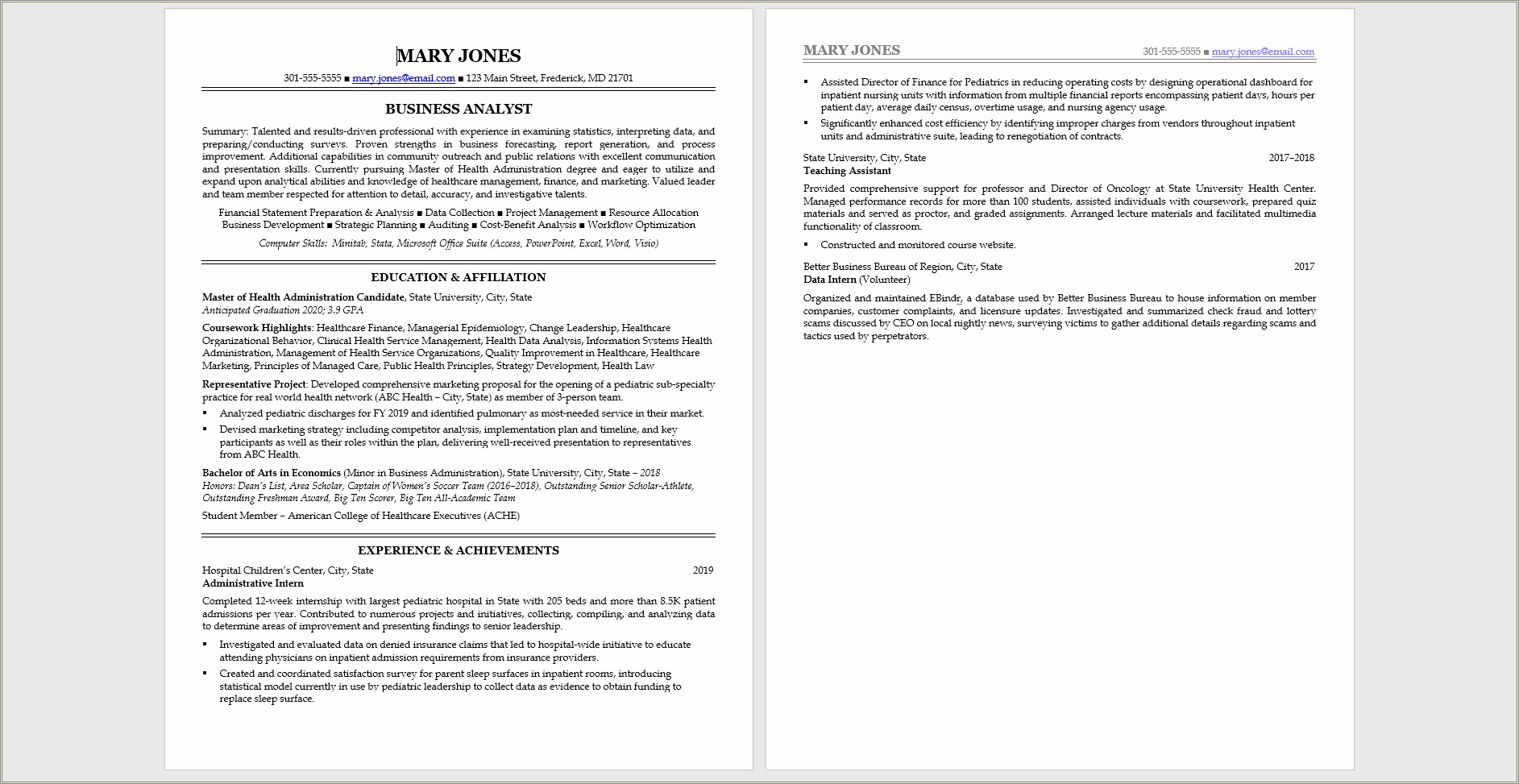 Resume Summary Examples For Recent Graduates