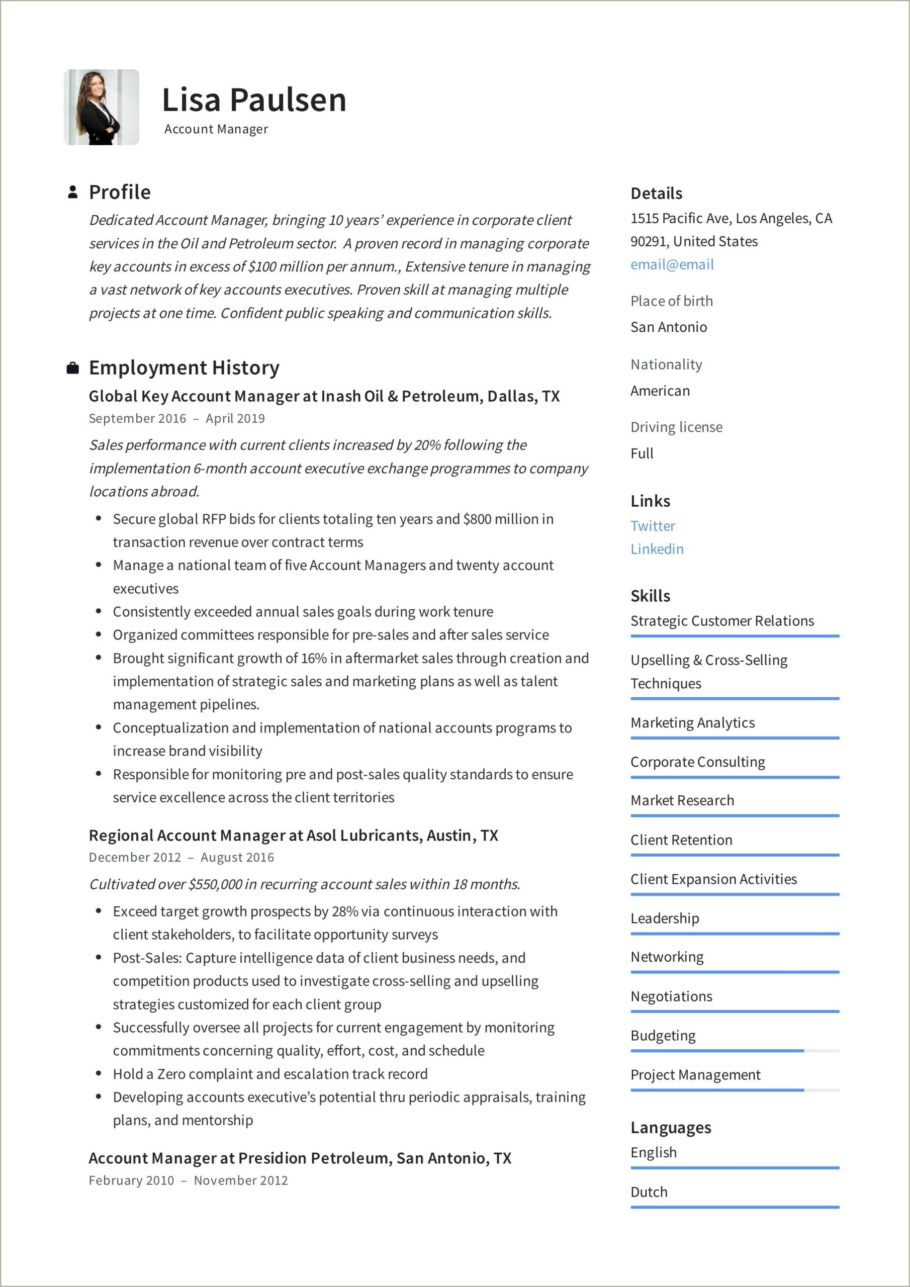 Resume Summary Examples Oil And Gas Industry