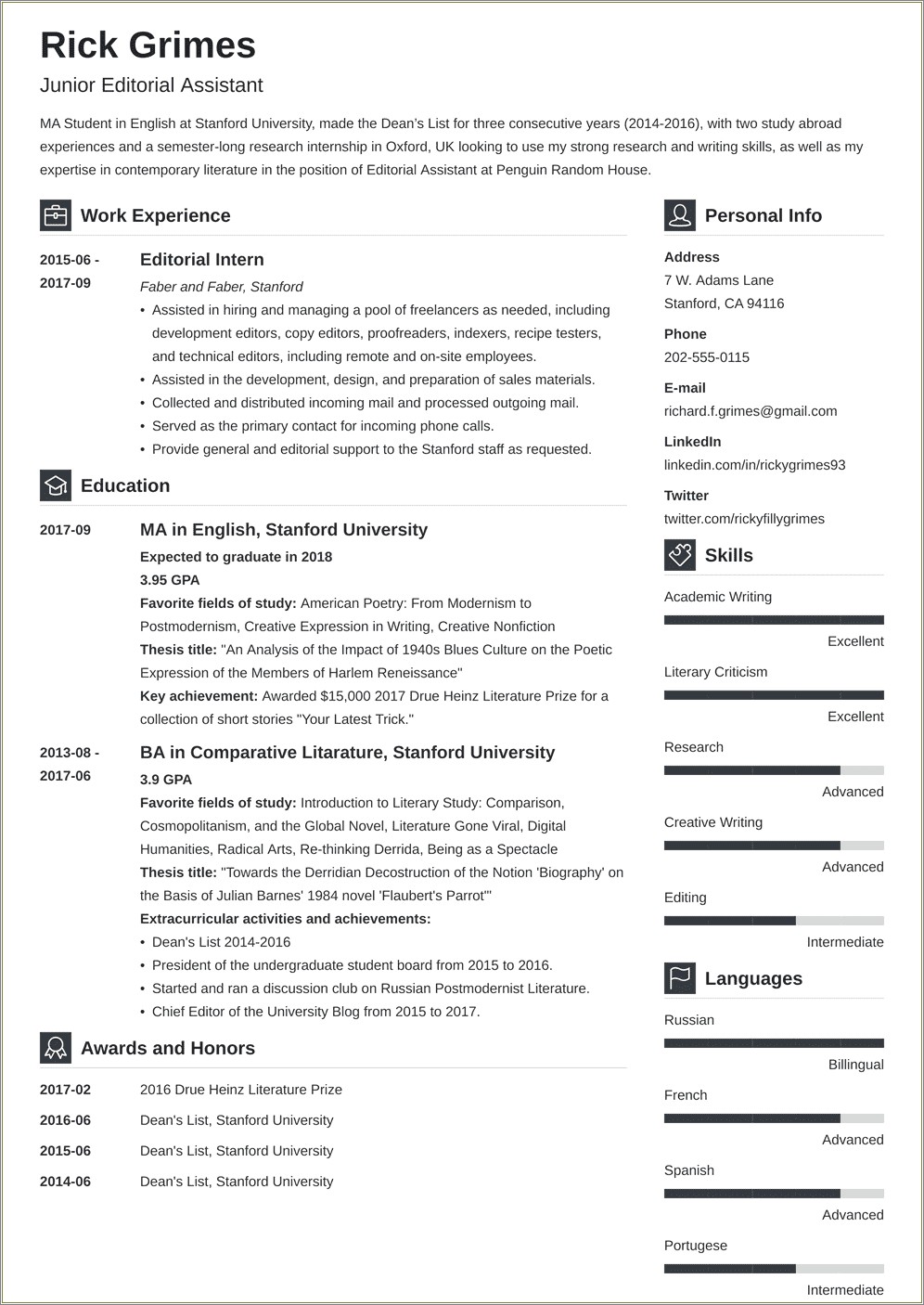 Resume Summary For An Entry Level Engineer