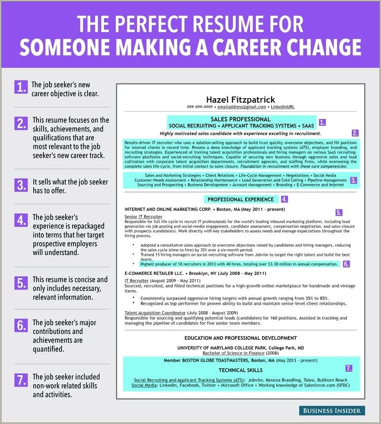 Resume Summary For Career Change Examples