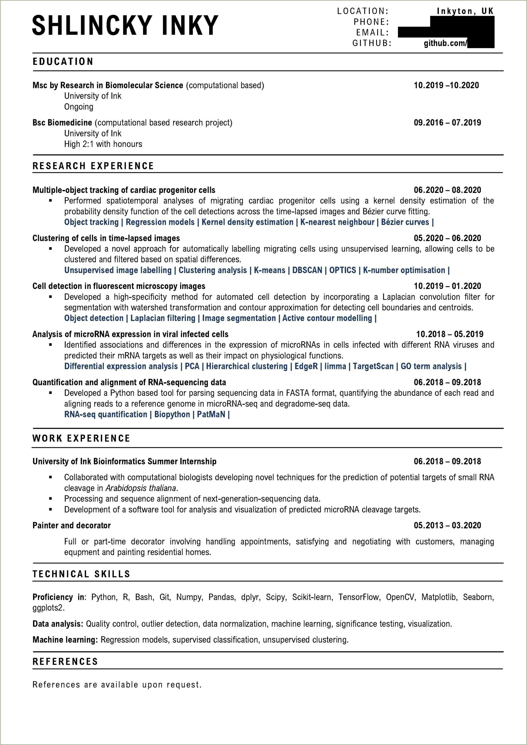 Resume Summary For Data Analytics Intern