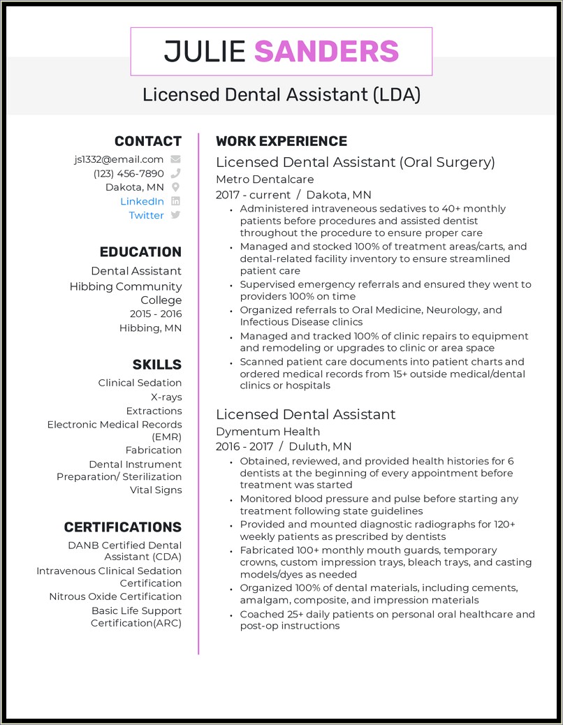Resume Summary For Dental Office Manager