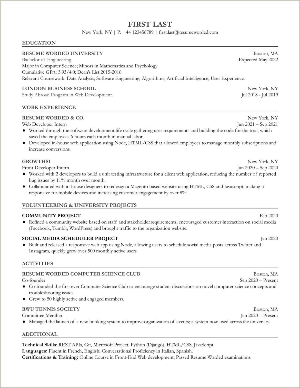 Resume Summary For Entry Level Engineers