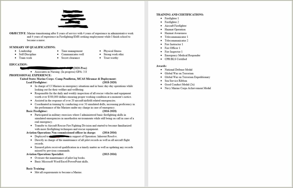 Resume Summary For Entry Level Firefighter