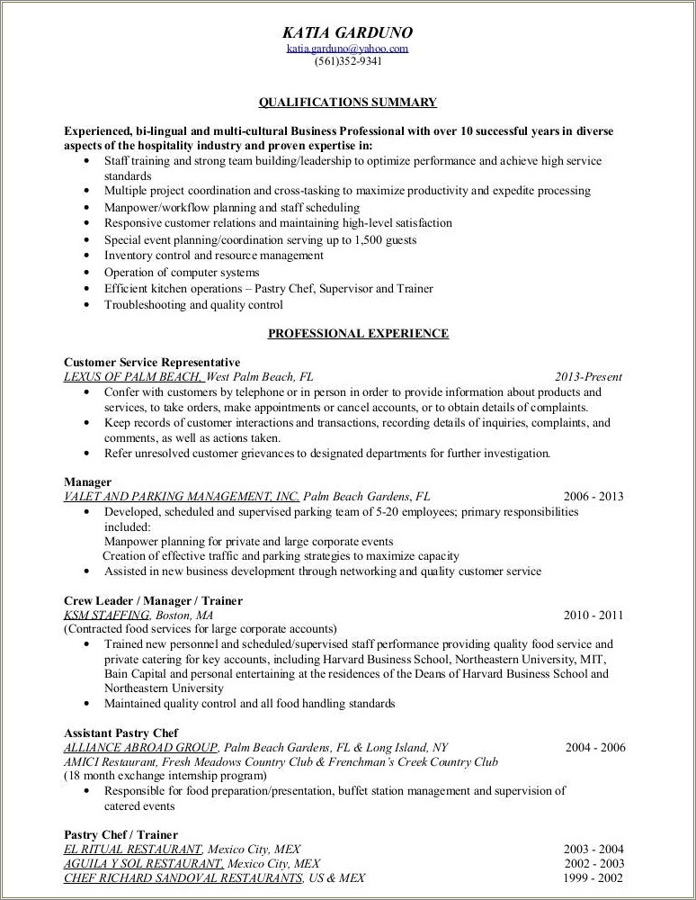 Resume Summary For Food Service Helper Elementary School