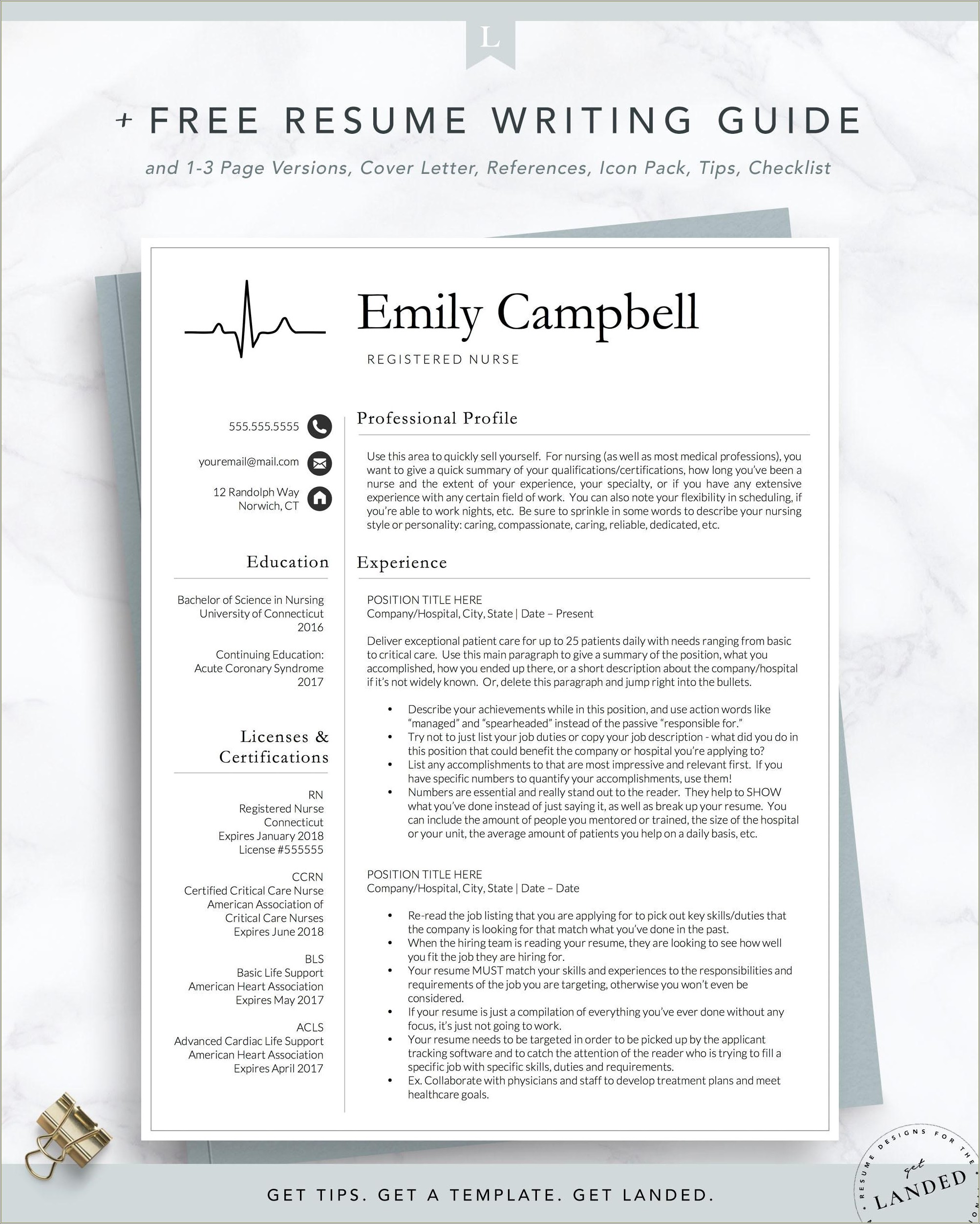 Resume Summary For Graduate Nurse Sample