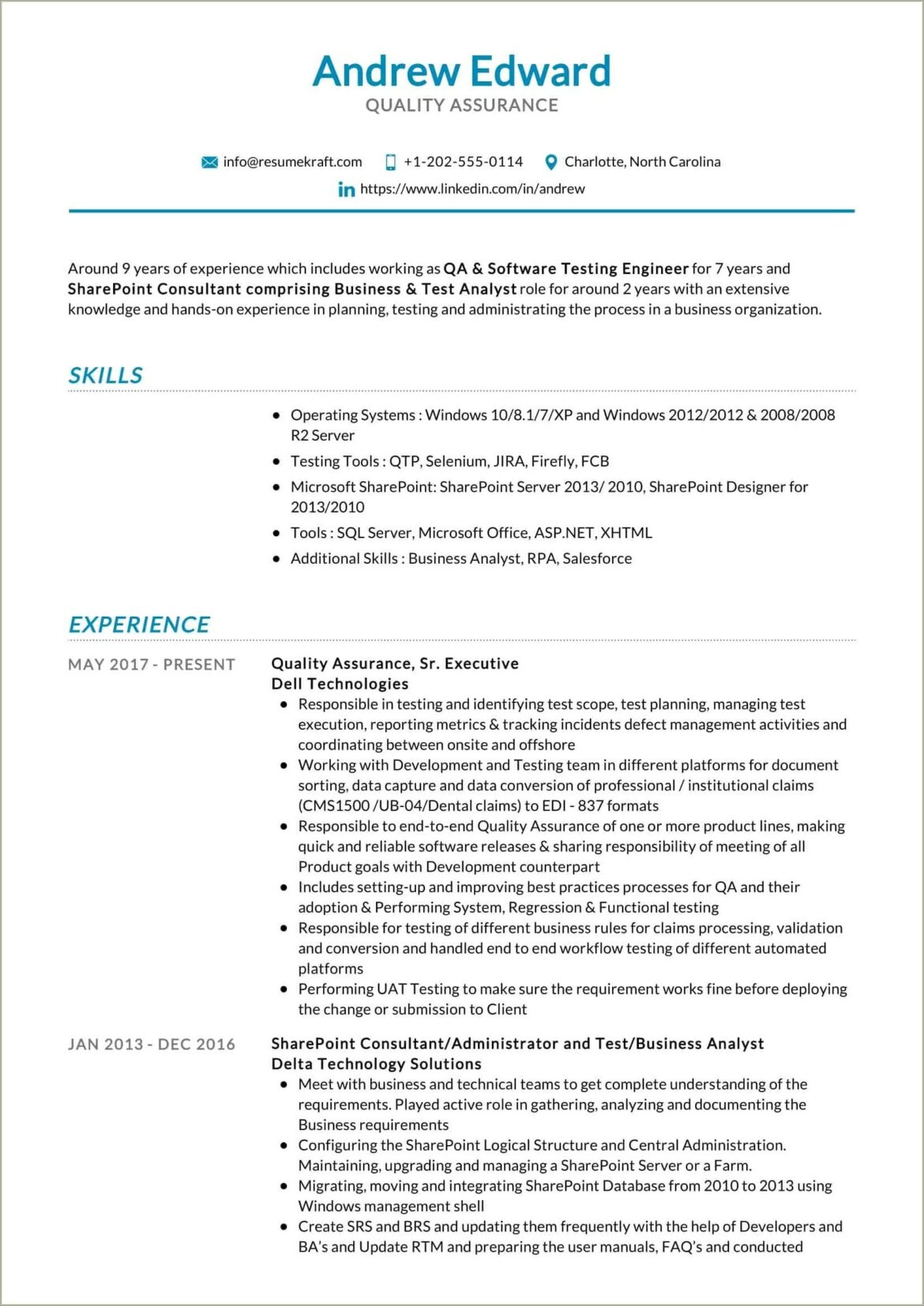 Resume Summary For Quality Assurance Manager