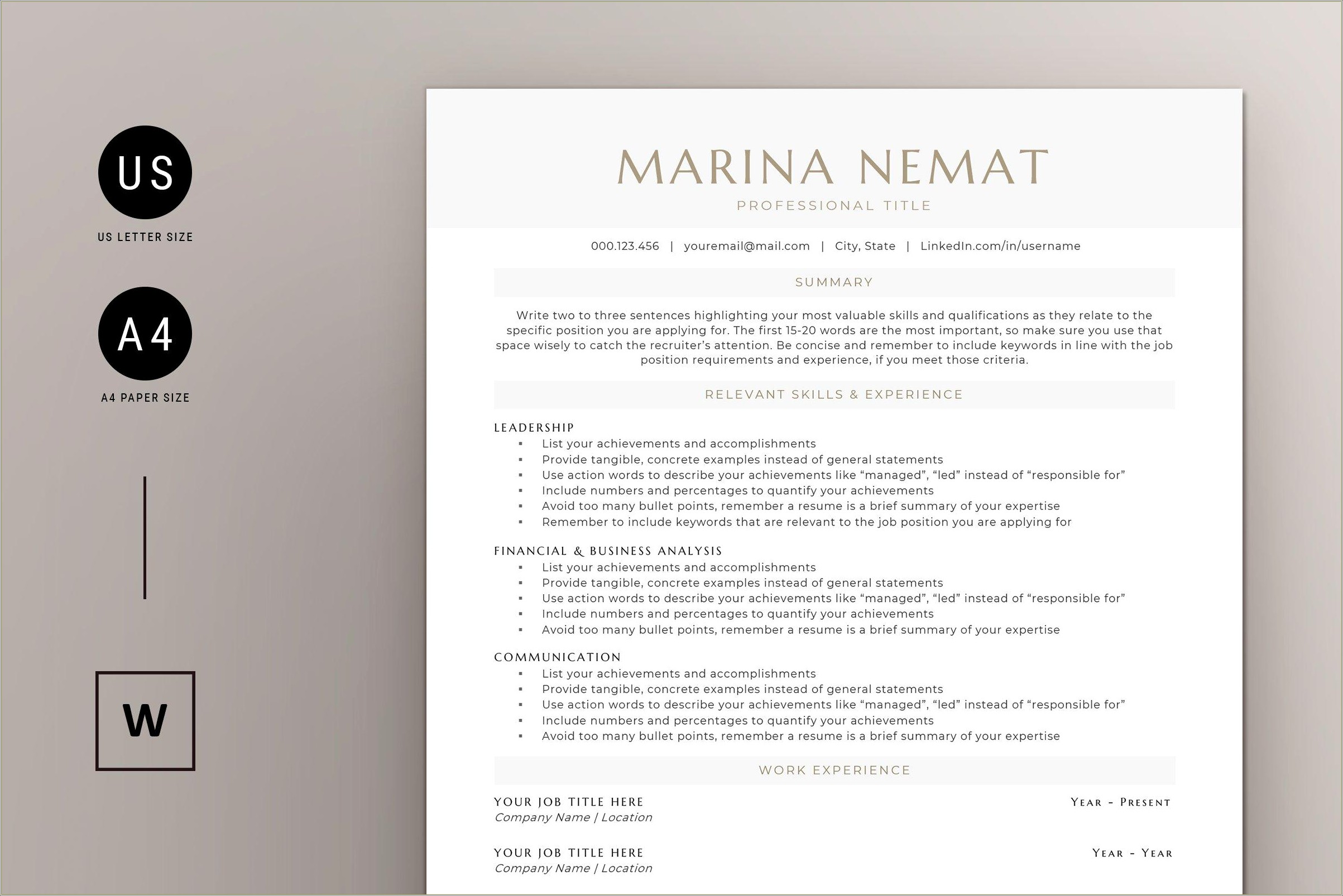 Resume Summary Instead Of Bullet Points
