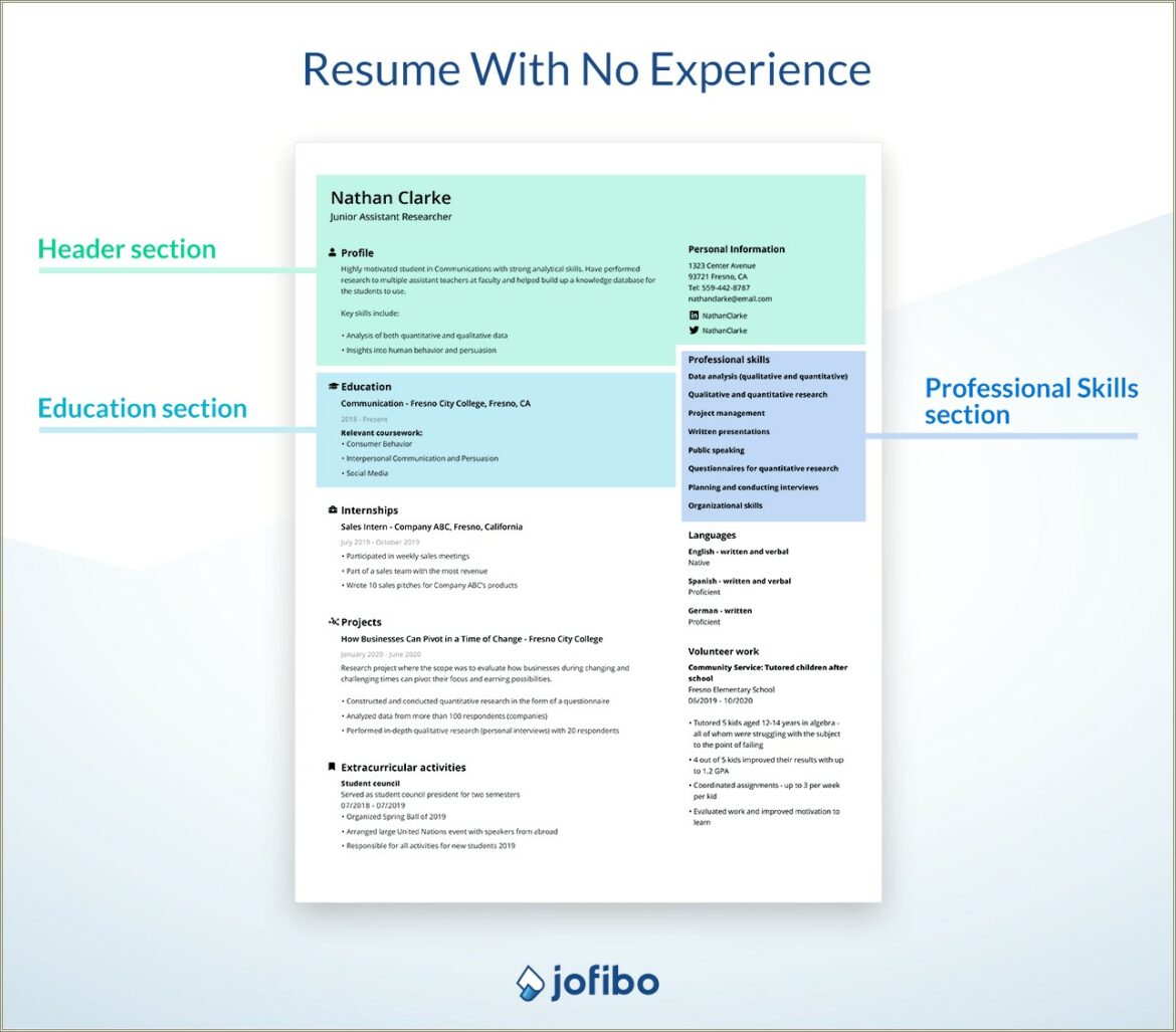 Resume Summary No Experience College Student