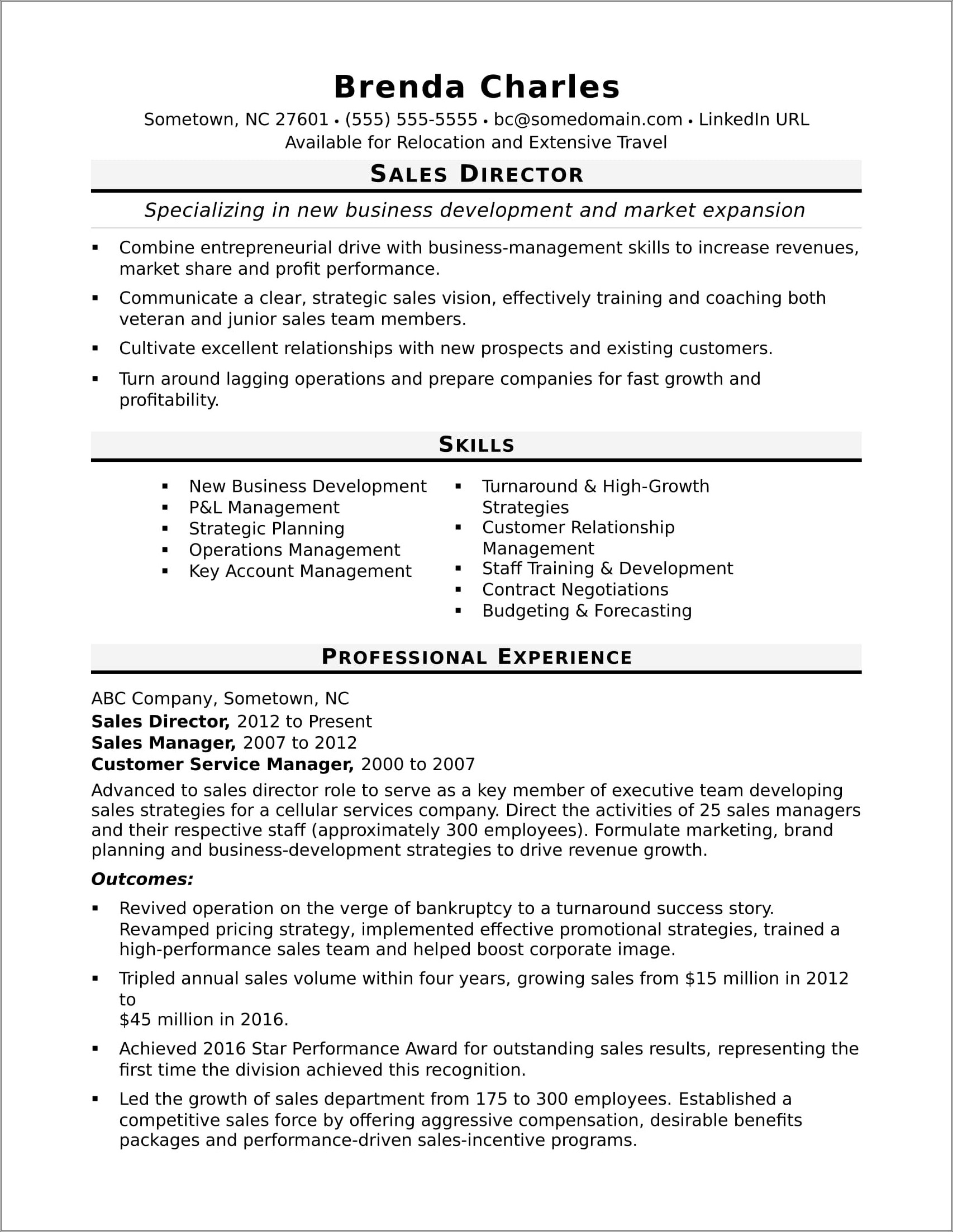 Resume Summary Statement For Marketing Manager