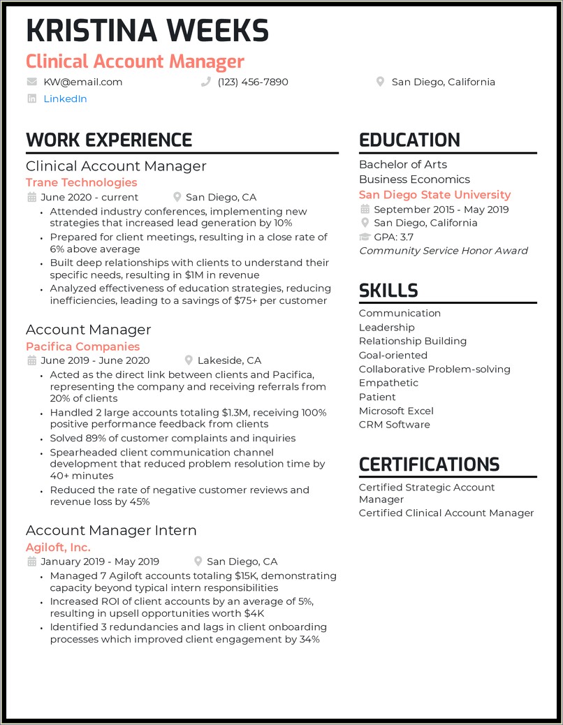 Resume Summary Statement For Relationship Manager