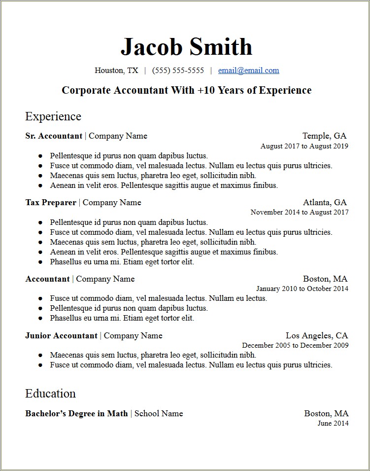 Resume Summary Template Of An It Professional