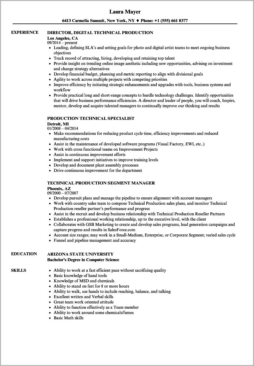 Resume Talk Experience With Computer Assembly And Upgrades