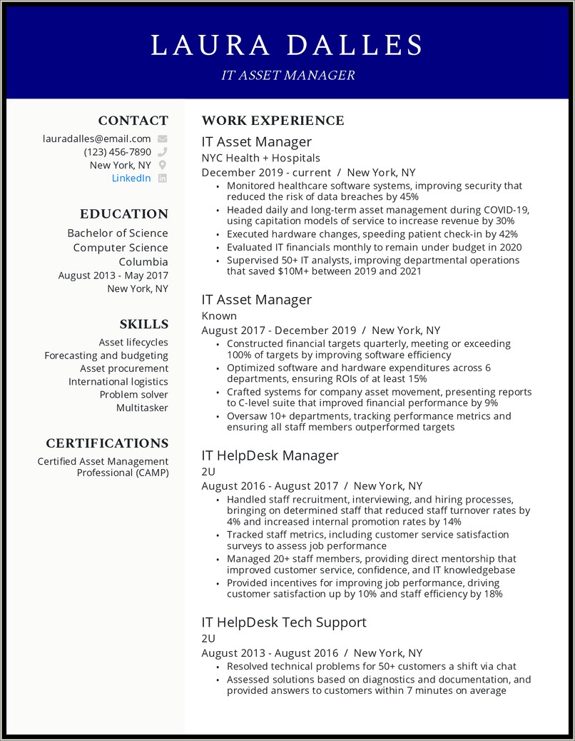 Resume Tech Level Of Skills Examples