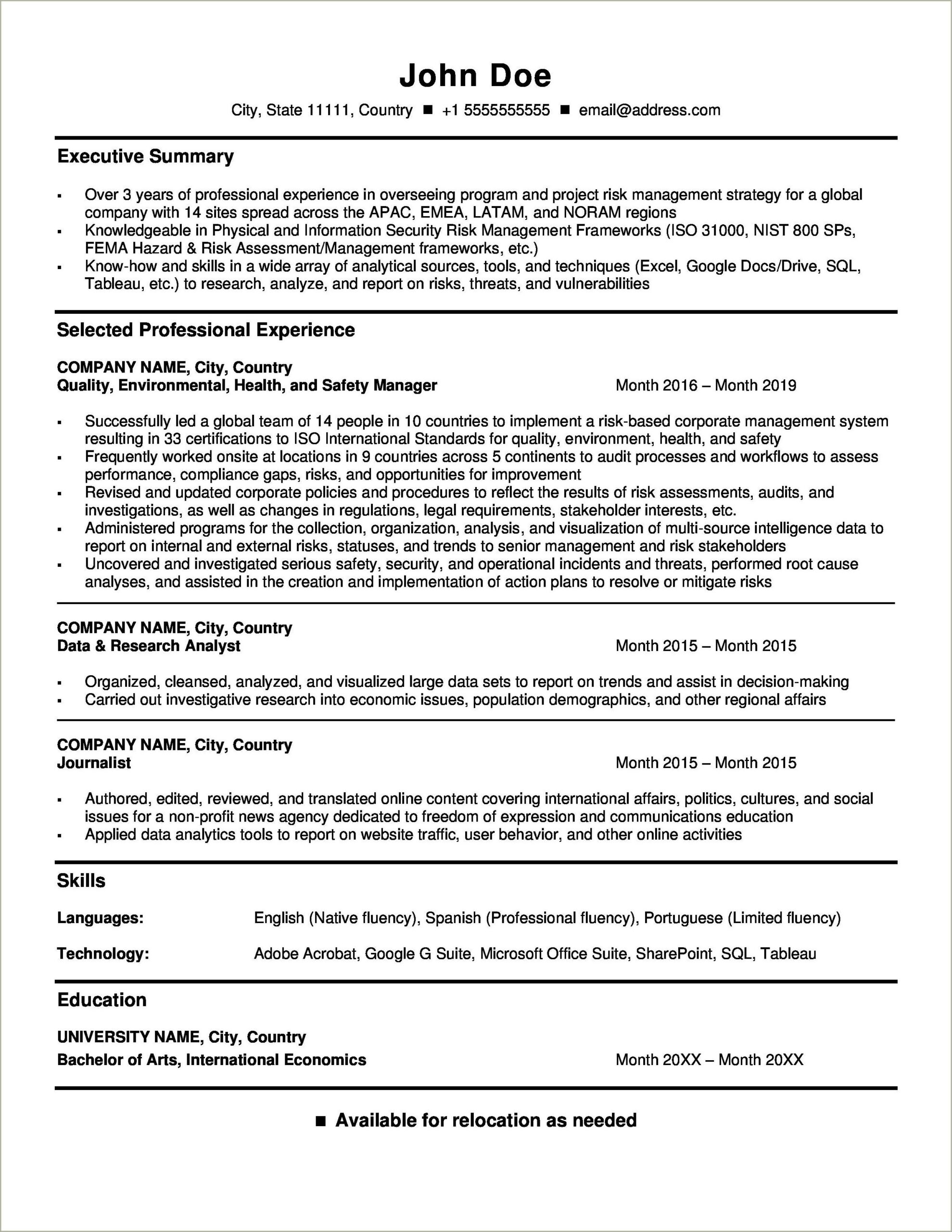 Resume Template After 3 Year Disability Gap