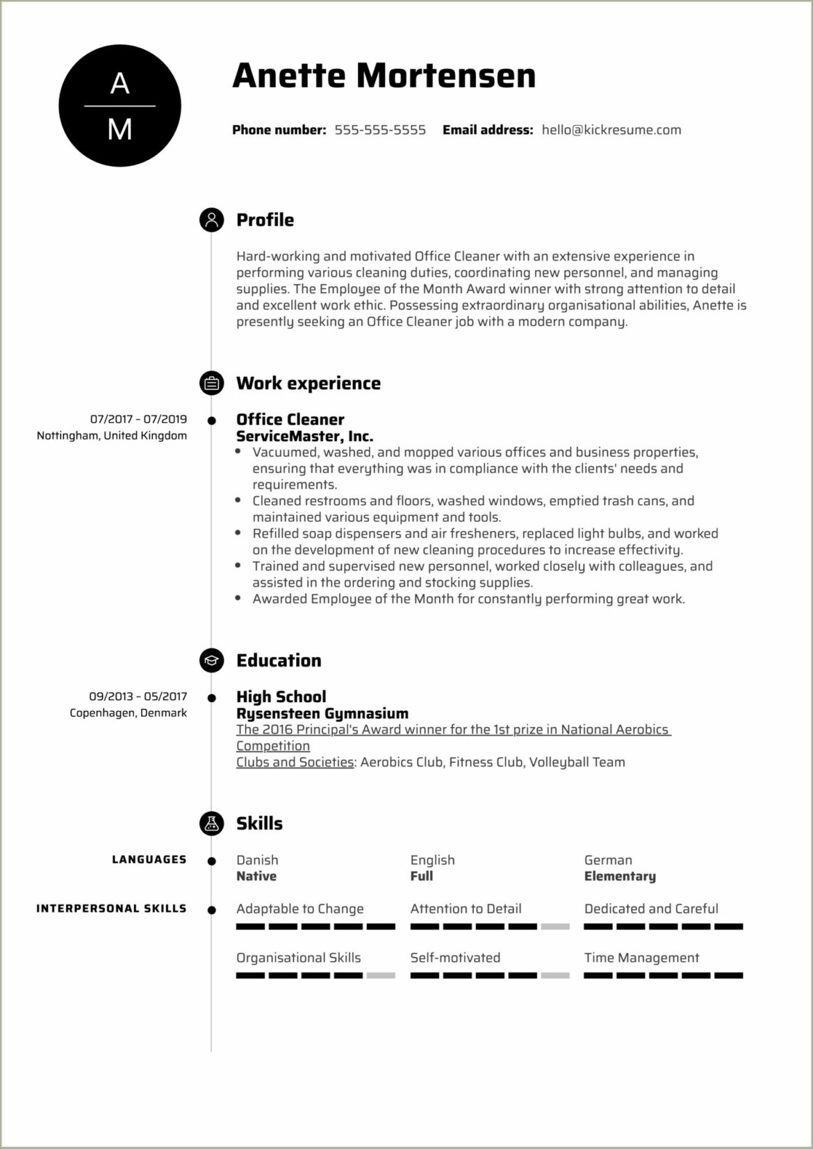 Resume Template Back Of House Restaurant