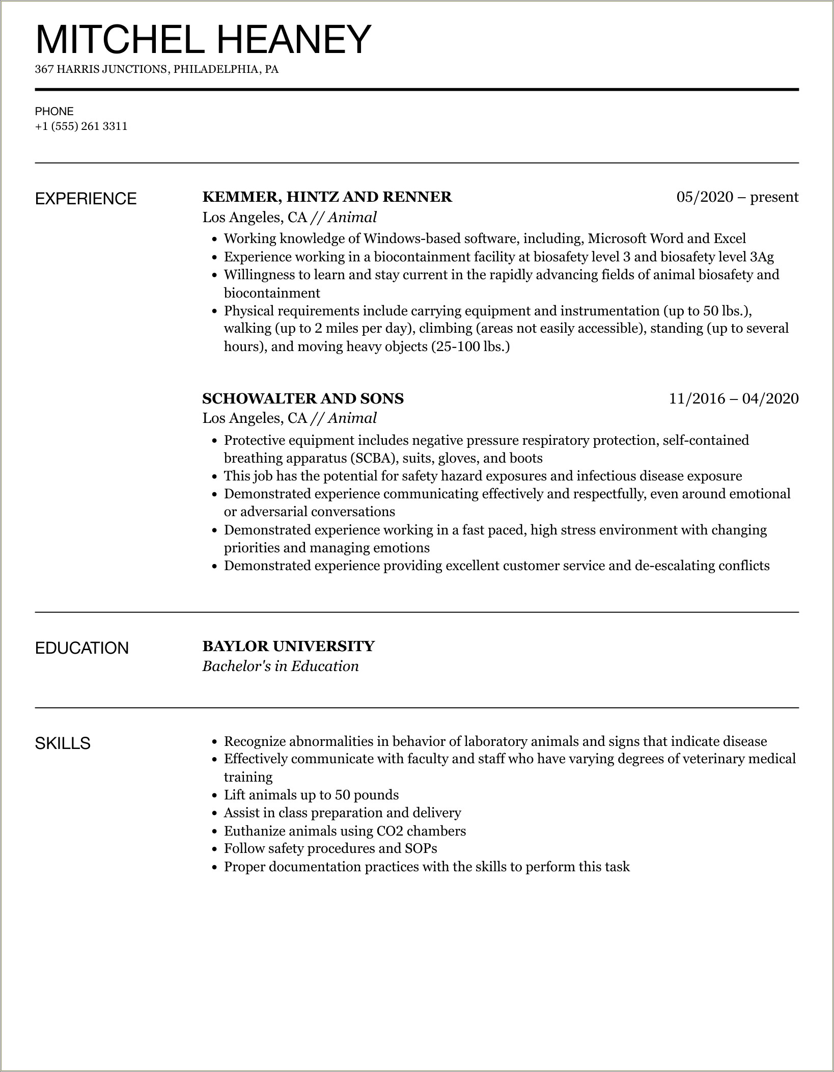 Resume Template Companion Llc With Offices