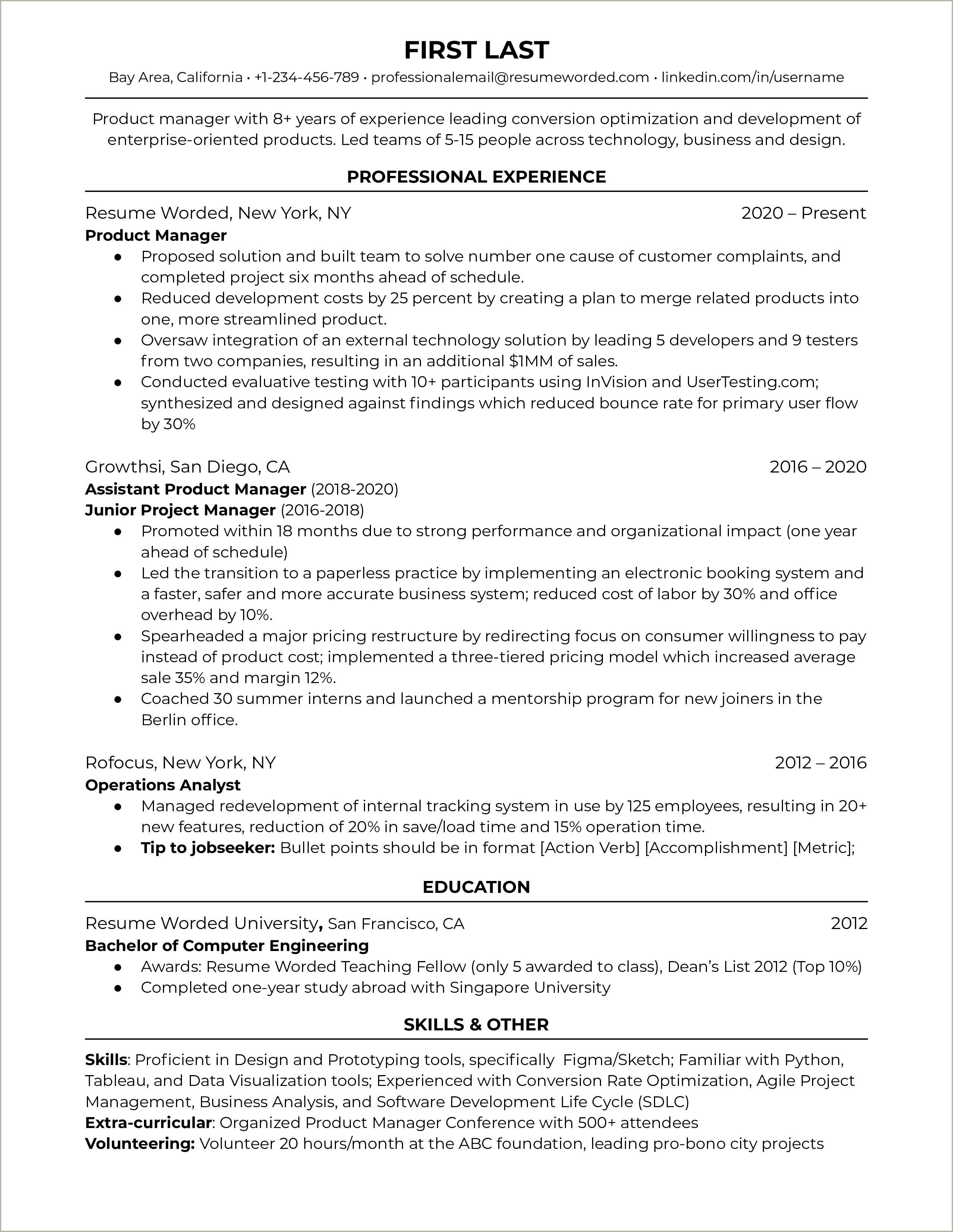 Resume Template For 10 Years Experience