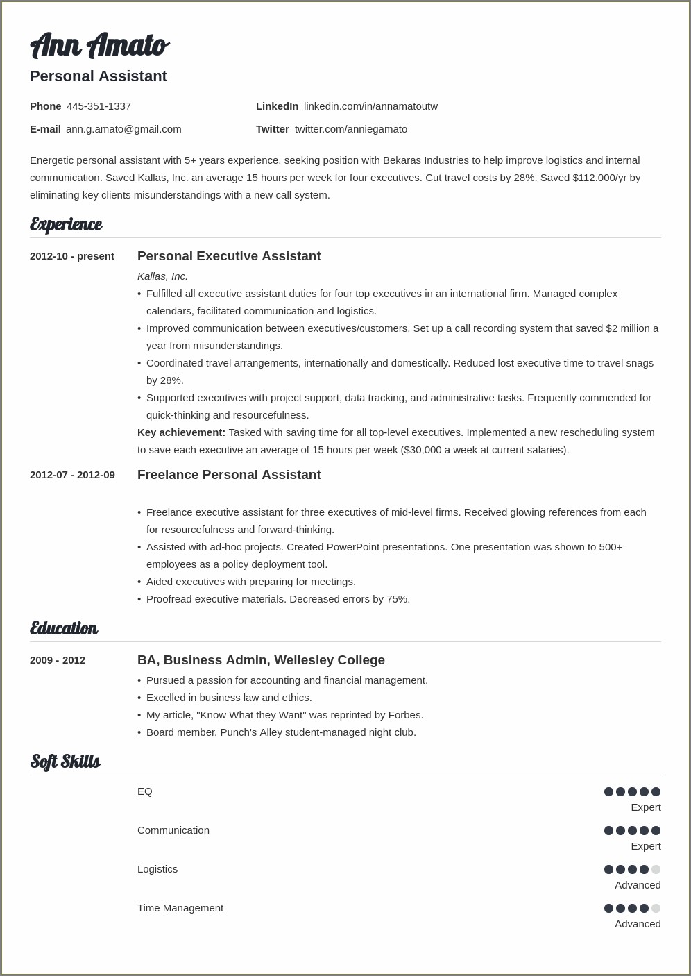 Resume Template For 3 Years Experience