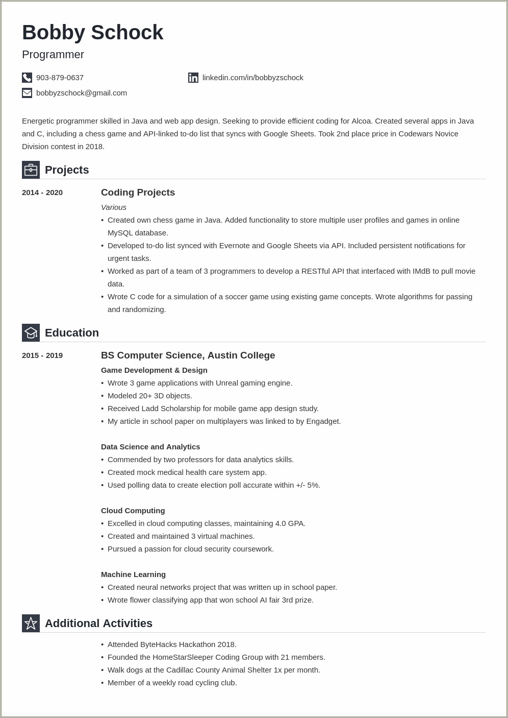 Resume Template For A Part Time Job