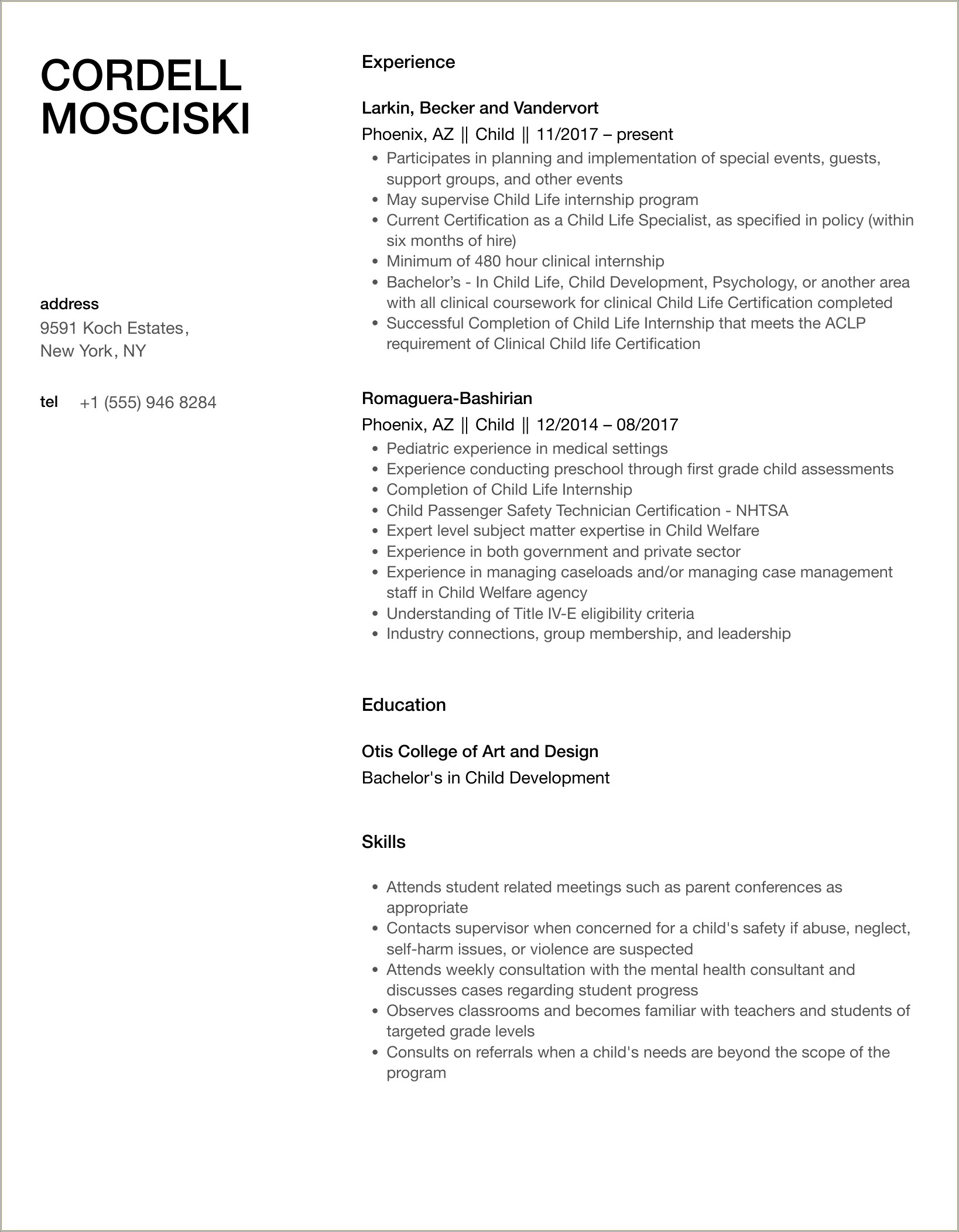 Resume Template For A Teenager With Autism