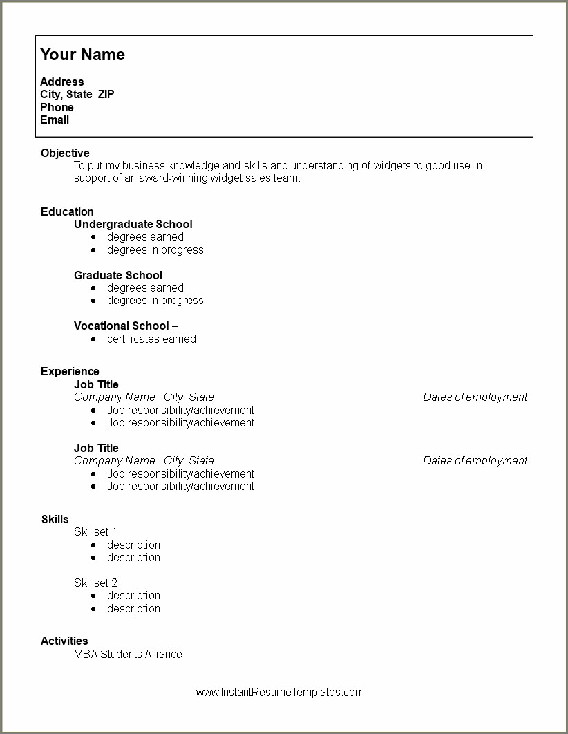 Resume Template For College Student With Extracurriculars