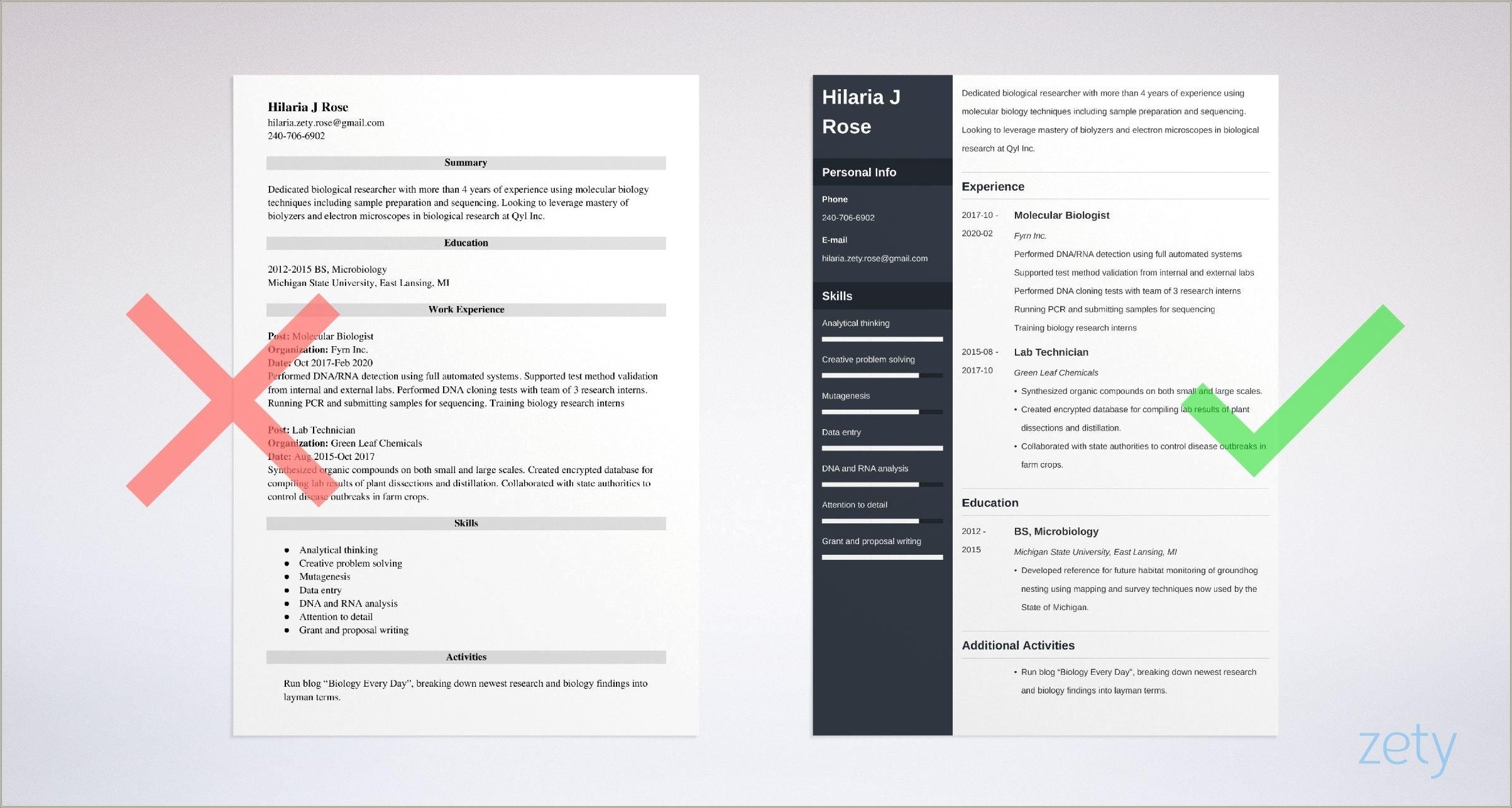 Resume Template For College Students Bio Bioinformatics