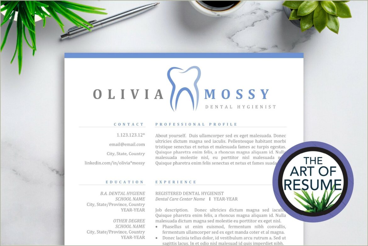 Resume Template For Dental Assistant Printable