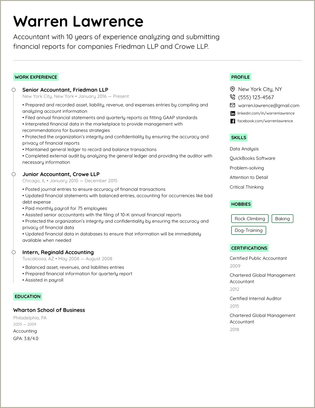 Resume Template For Lots Of Experience