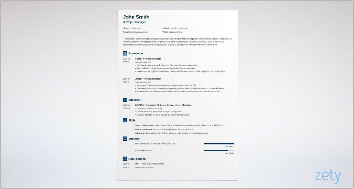 Resume Template For Maximum Space Utilization