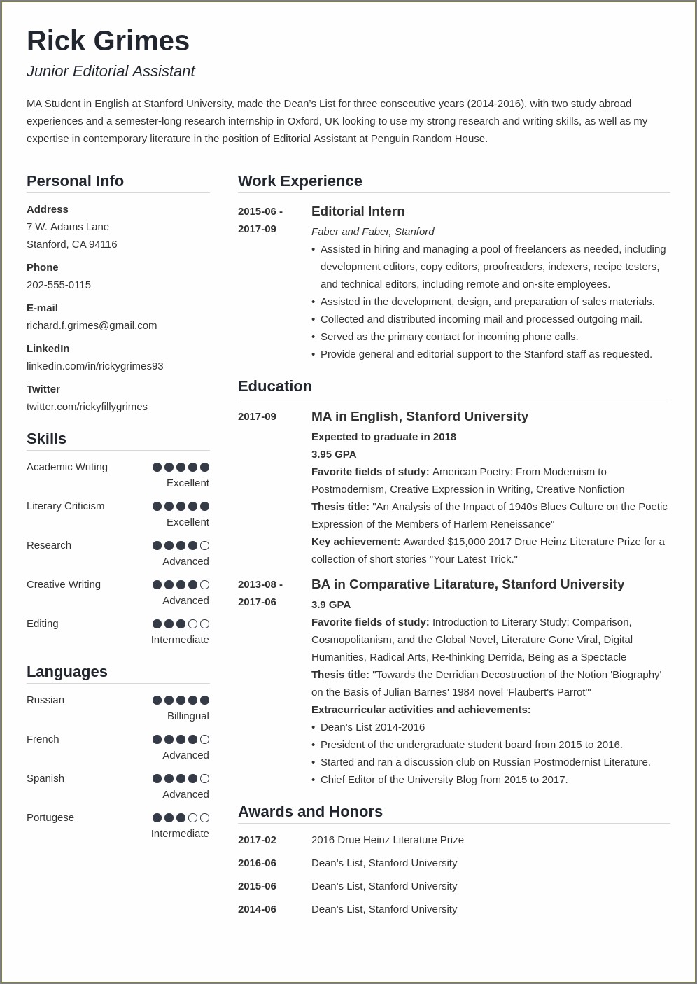 Resume Template For Someone With Little Experience