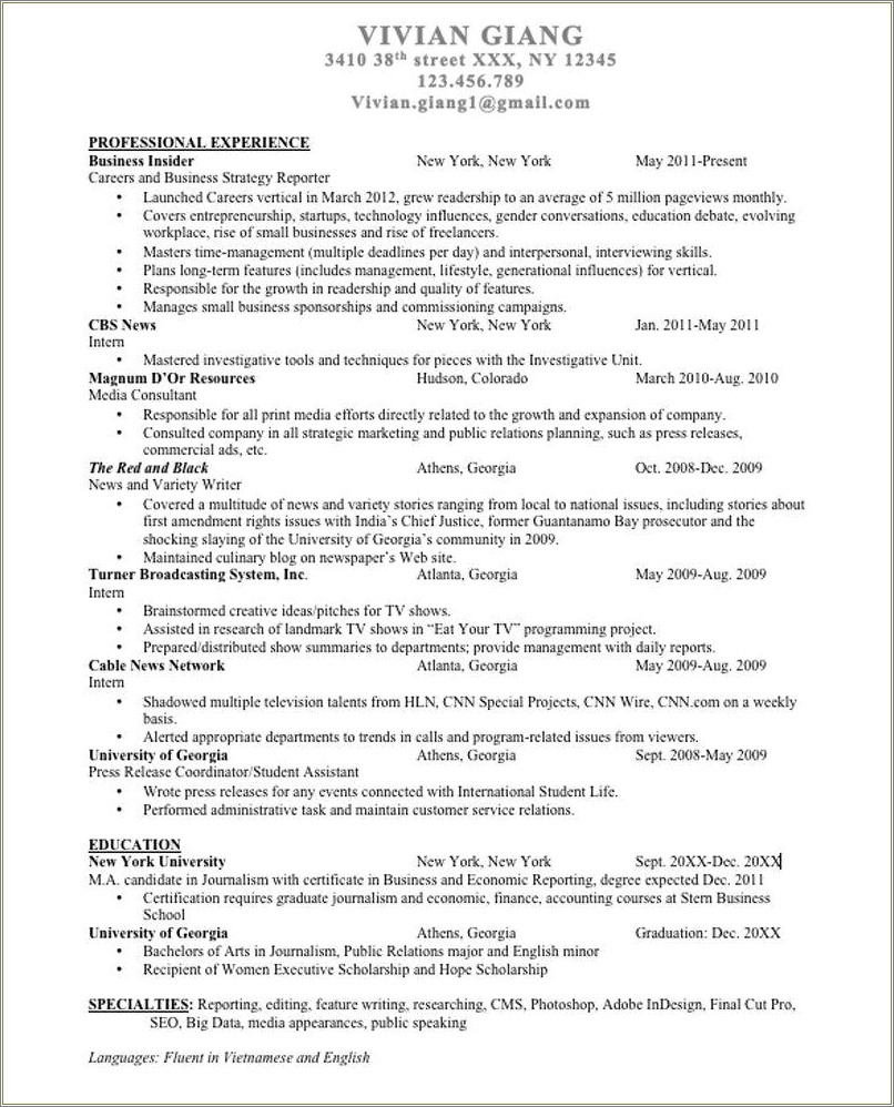 Resume Template For Staying At Same Company