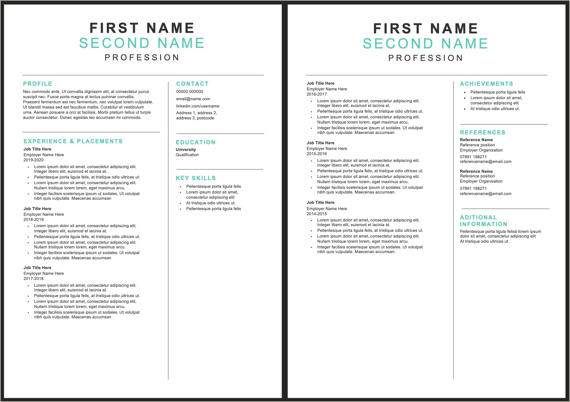 Resume Template Free For Work Study