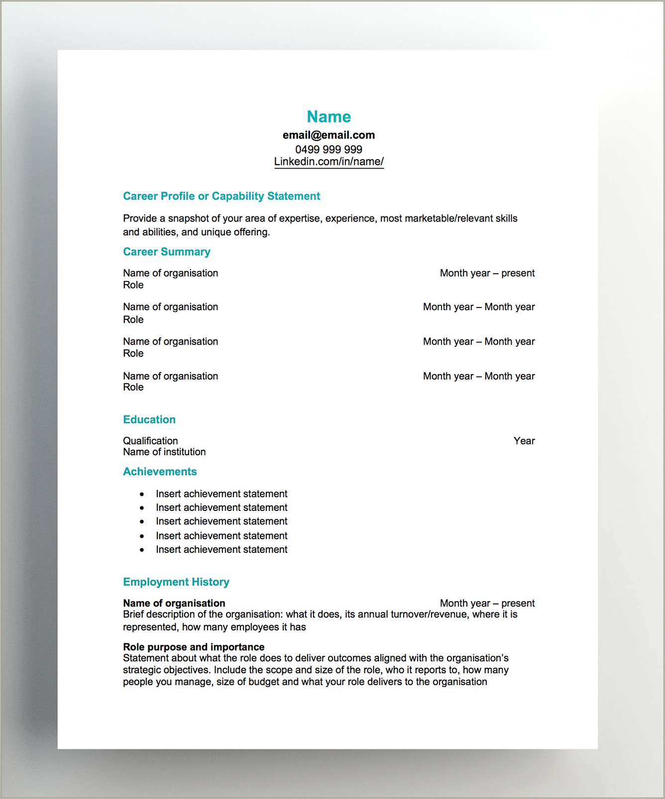 Resume Template Free With Picture Chronilogical Order