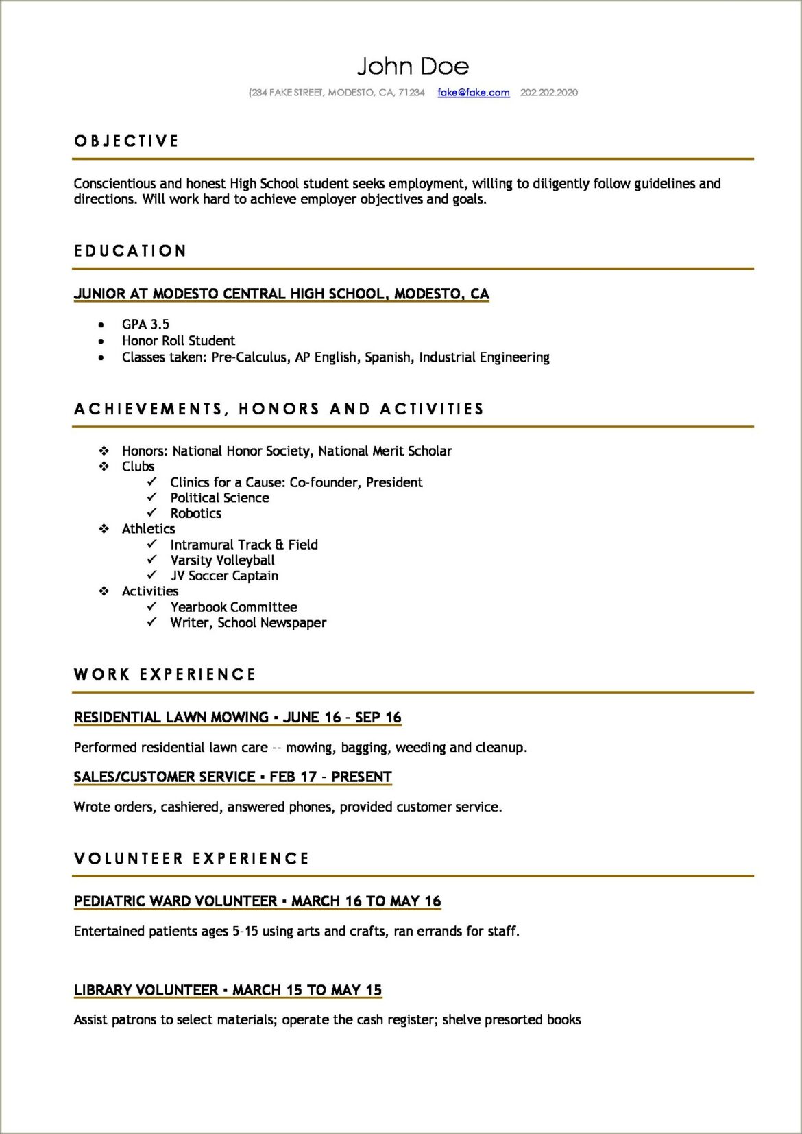 Resume Template Google Docs High School Job